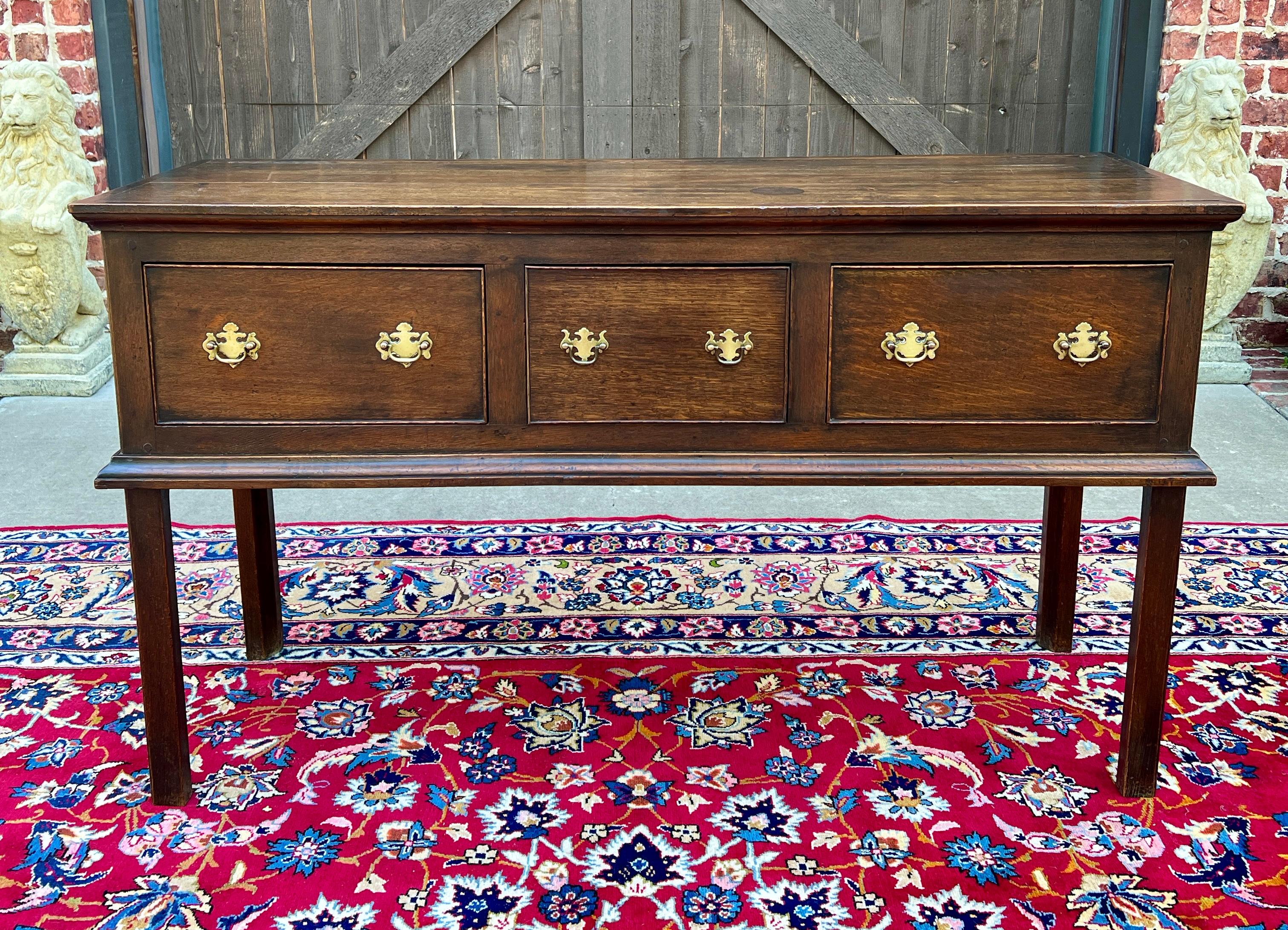 XIXe siècle Ancienne table de canapé géorgien anglaise d'entrée table console à 3 tiroirs en chêne 19ème siècle