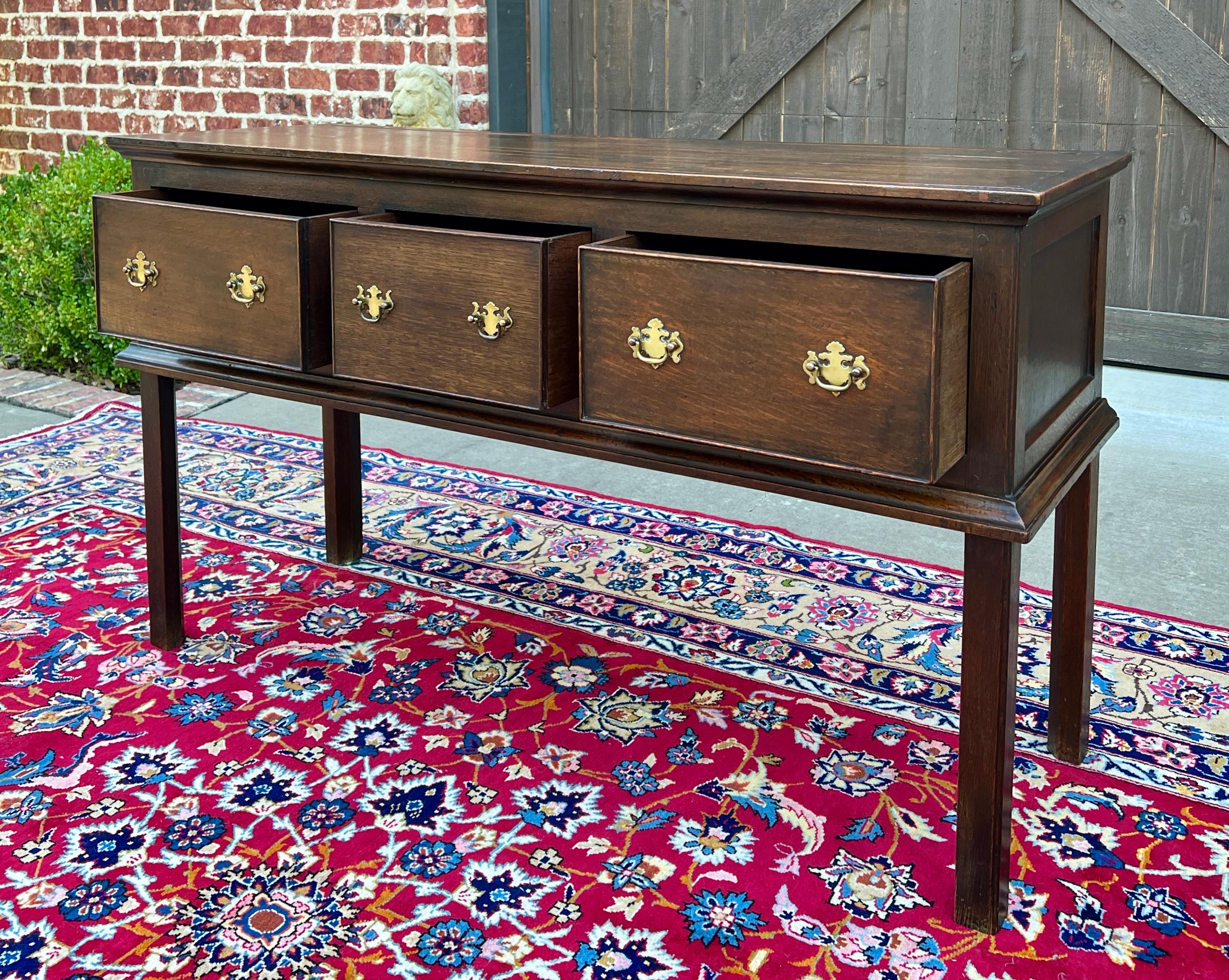 Chêne Ancienne table de canapé géorgien anglaise d'entrée table console à 3 tiroirs en chêne 19ème siècle