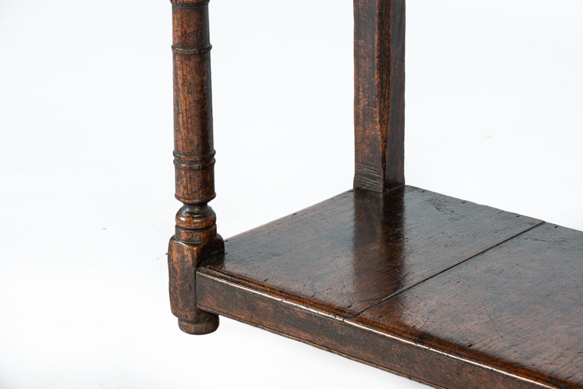 Antique English Georgian solid warm brown oak rich patina console or sideboard 6