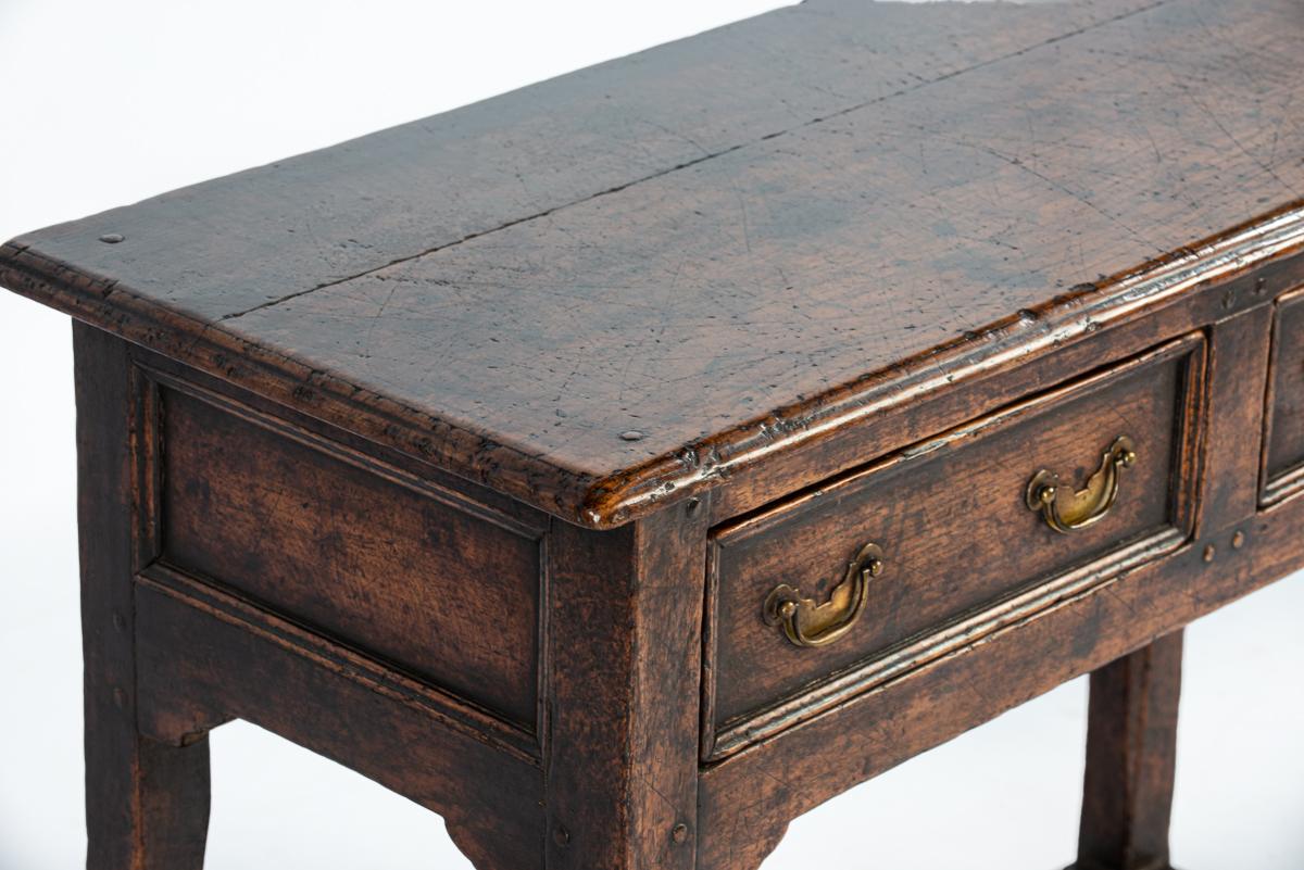 Antique English Georgian solid warm brown oak rich patina console or sideboard 7