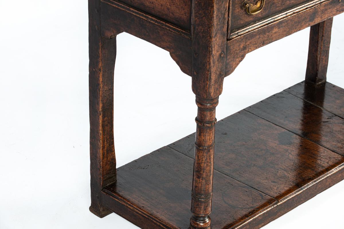 Antique English Georgian solid warm brown oak rich patina console or sideboard 8