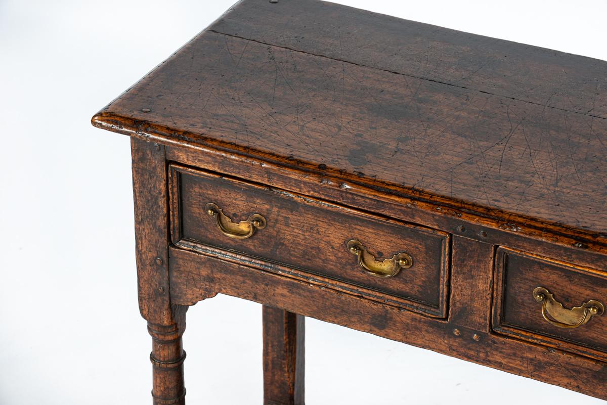 Antique English Georgian solid warm brown oak rich patina console or sideboard 1