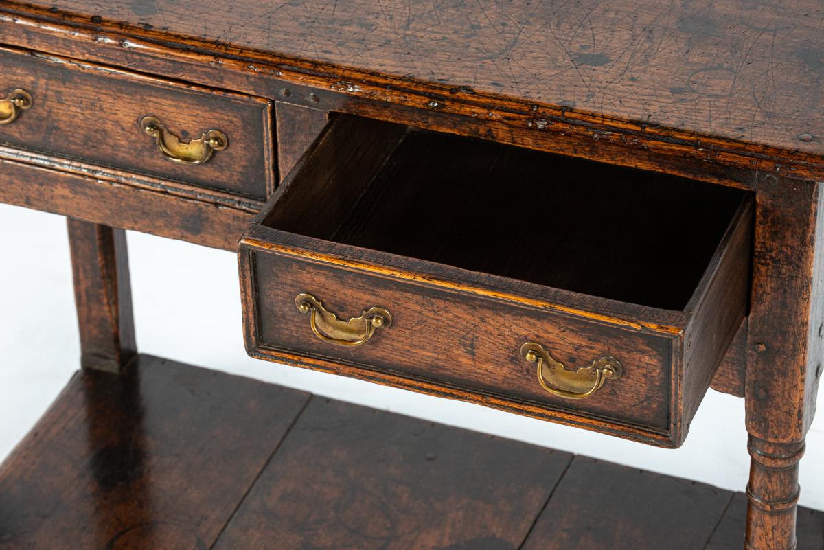 Antique English Georgian solid warm brown oak rich patina console or sideboard 2