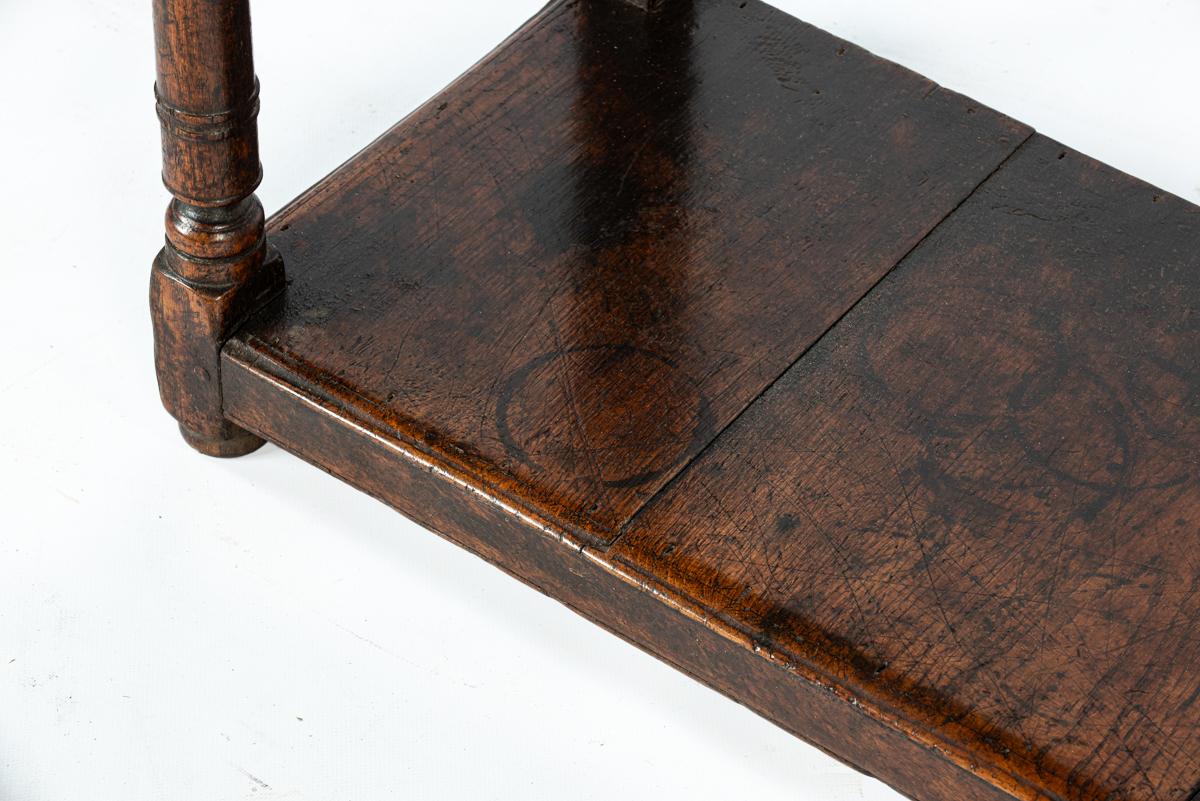 Antique English Georgian solid warm brown oak rich patina console or sideboard 3