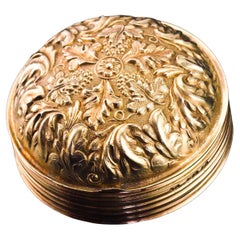 Ancienne tabatière anglaise géorgienne sphérique/circulaire en argent doré  - 1823