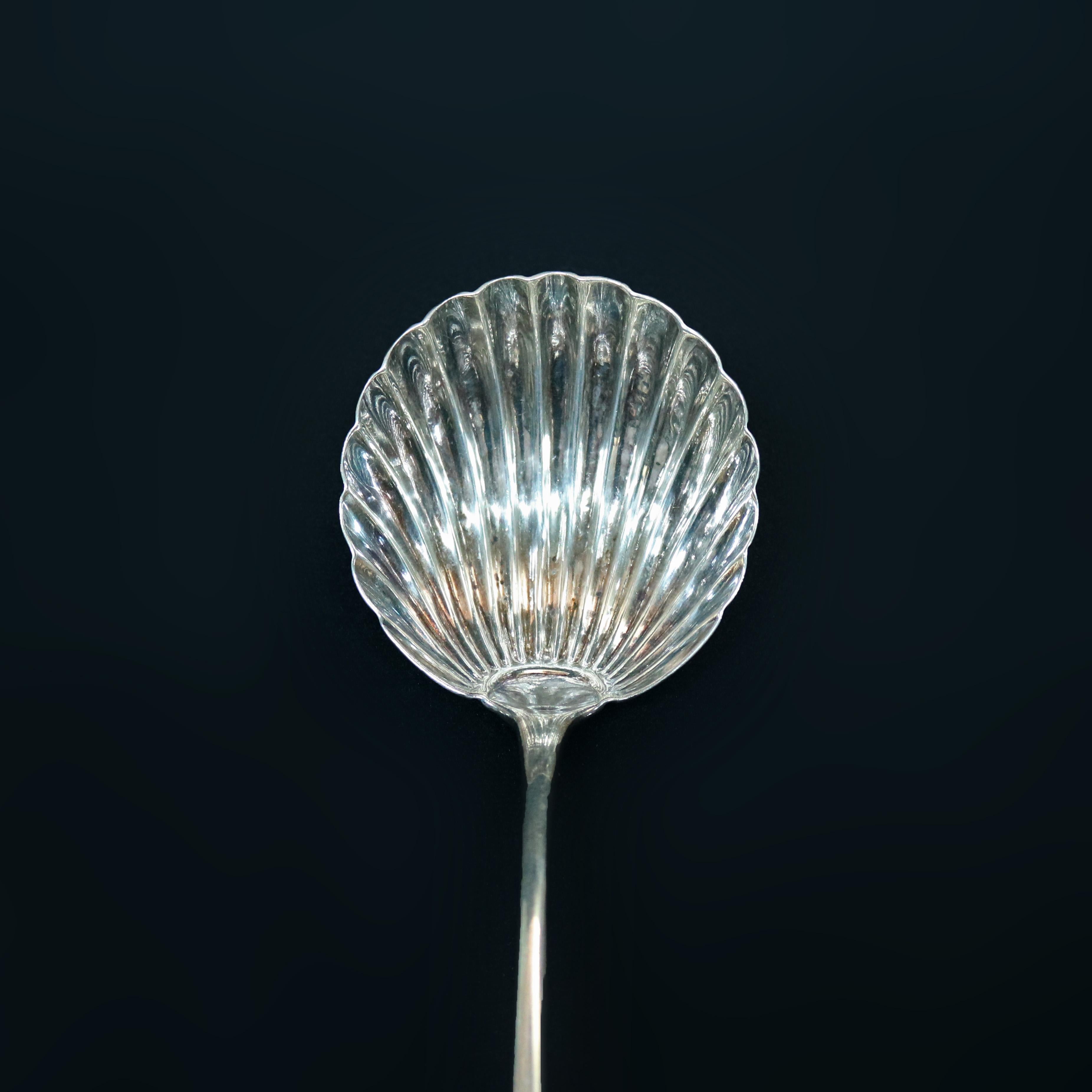 Cast Antique English Georgian Sterling Shell Ladle, Hallmarked, 5.5 T.O., circa 1930 For Sale
