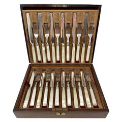 Antikes englisches georgianisches 18-teiliges Dessertservice aus Sterlingsilber, London 1801