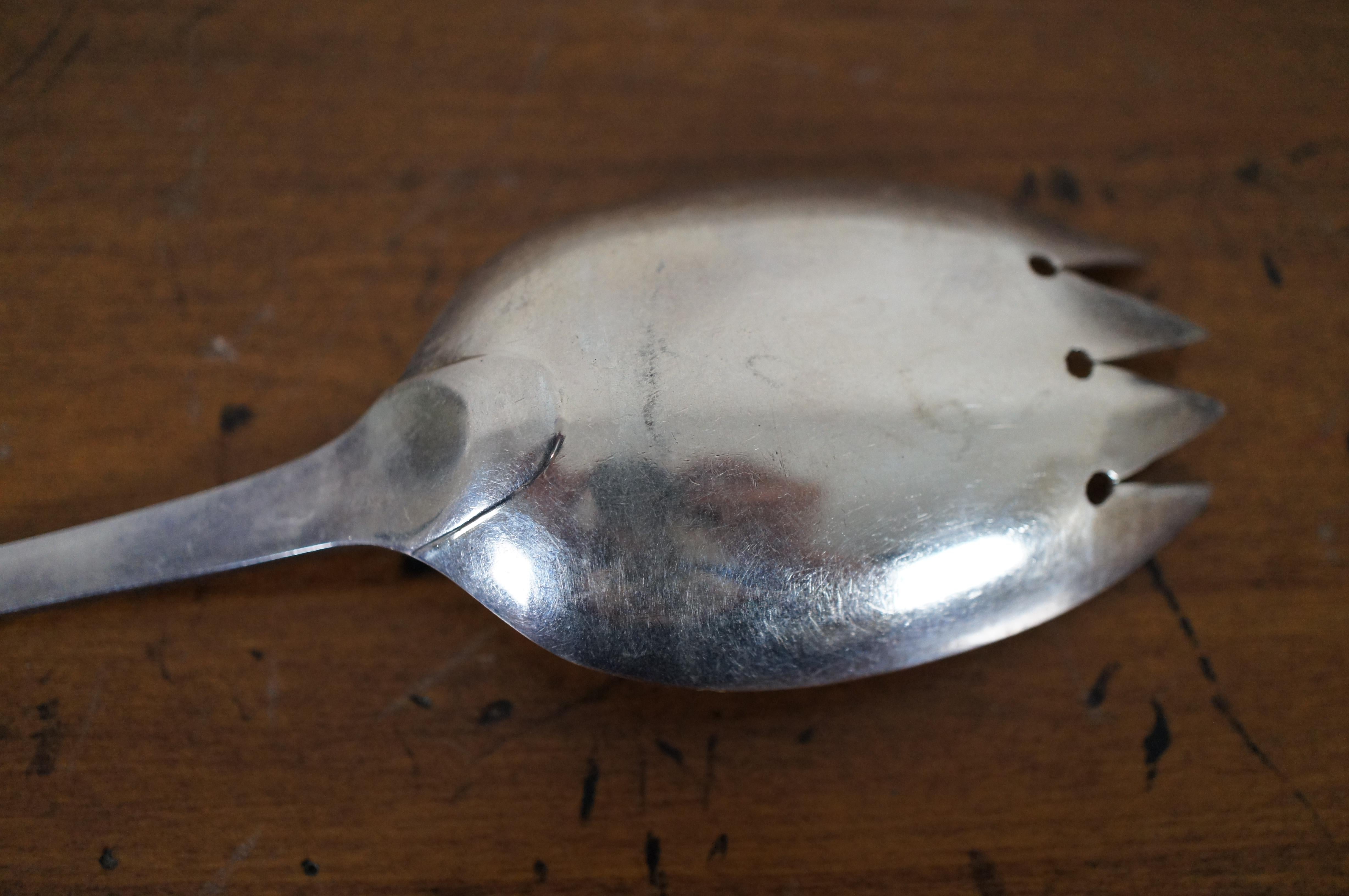 Antique English Georgian Sterling Silver 925 Serving Spoon Spork 60g In Good Condition In Dayton, OH