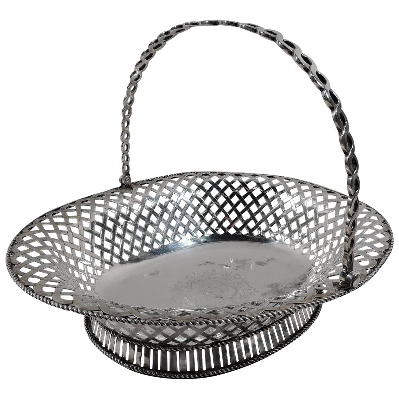 Antique English Georgian Sterling Silver Basket