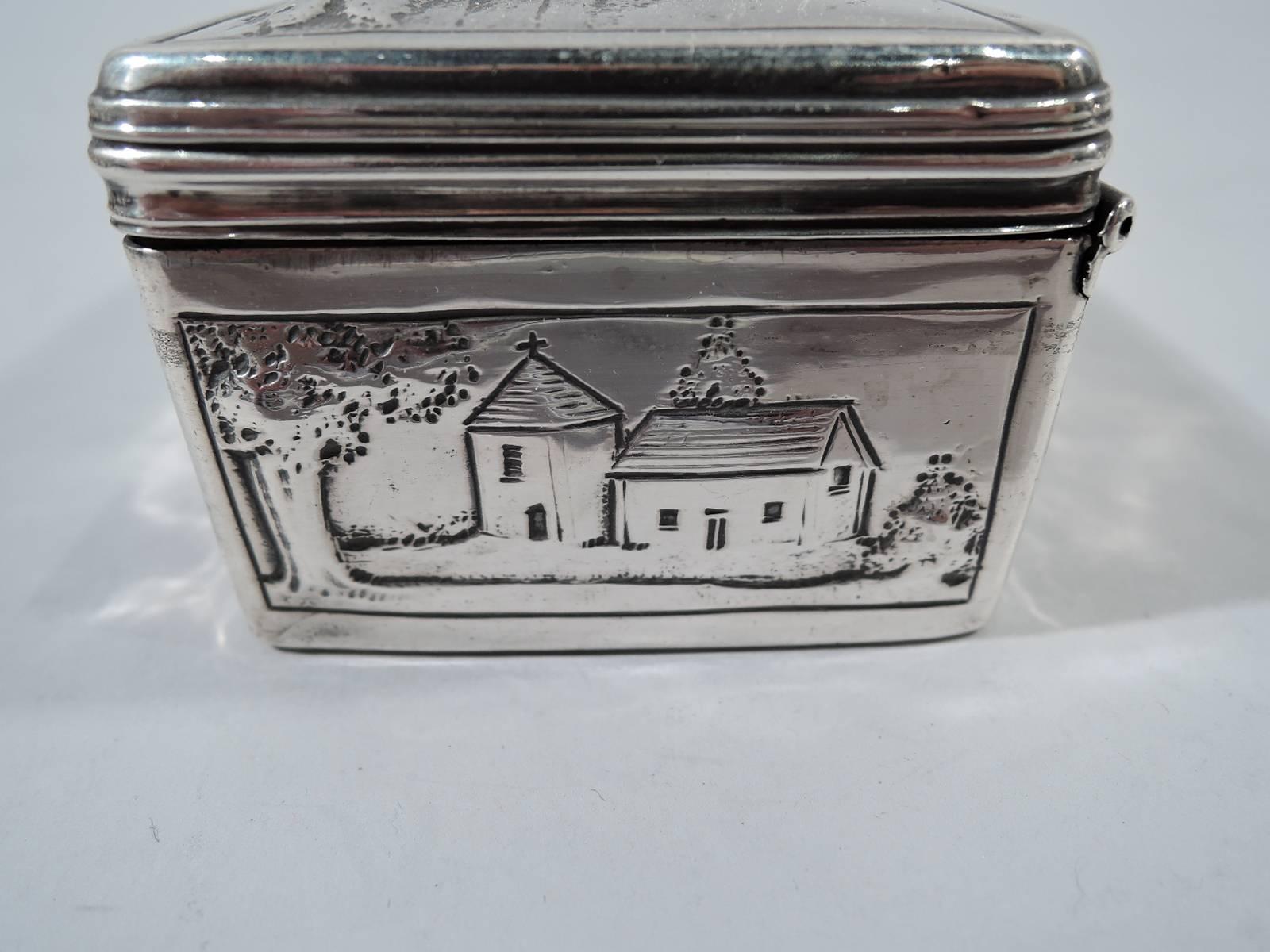 Antique English Georgian Sterling Silver Box with Pastoral Scenes 1