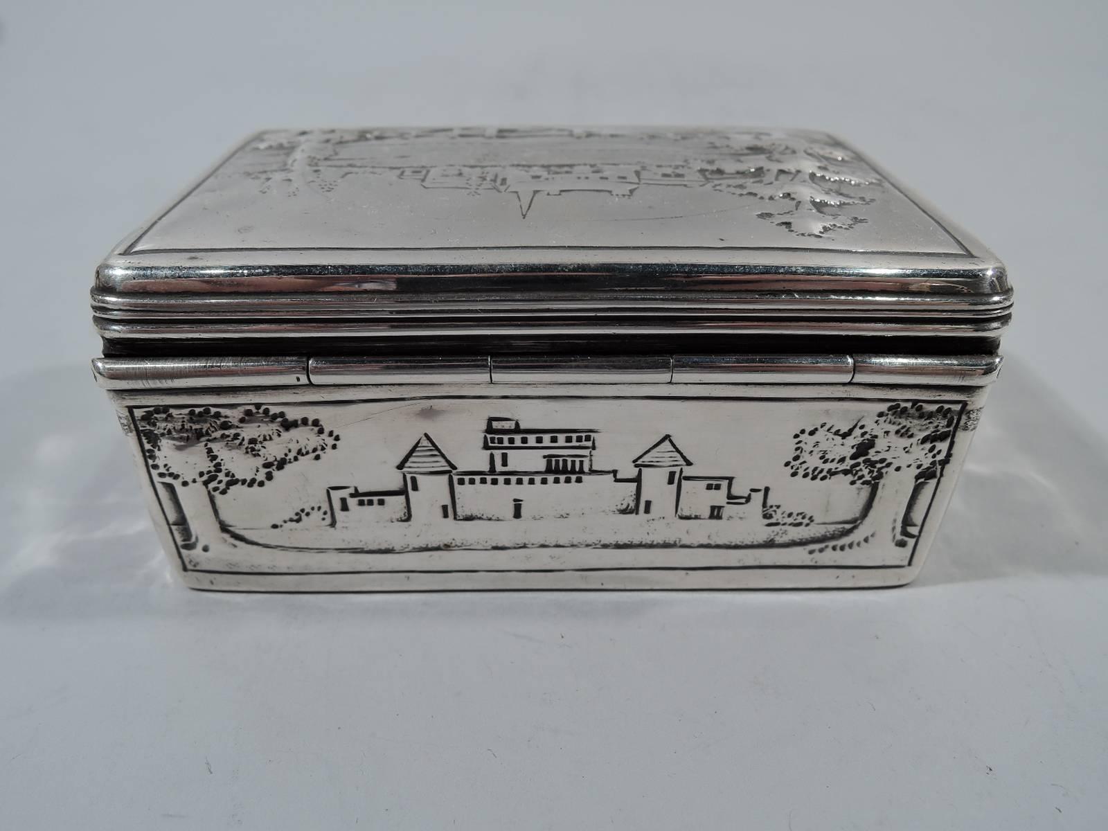 Antique English Georgian Sterling Silver Box with Pastoral Scenes 2