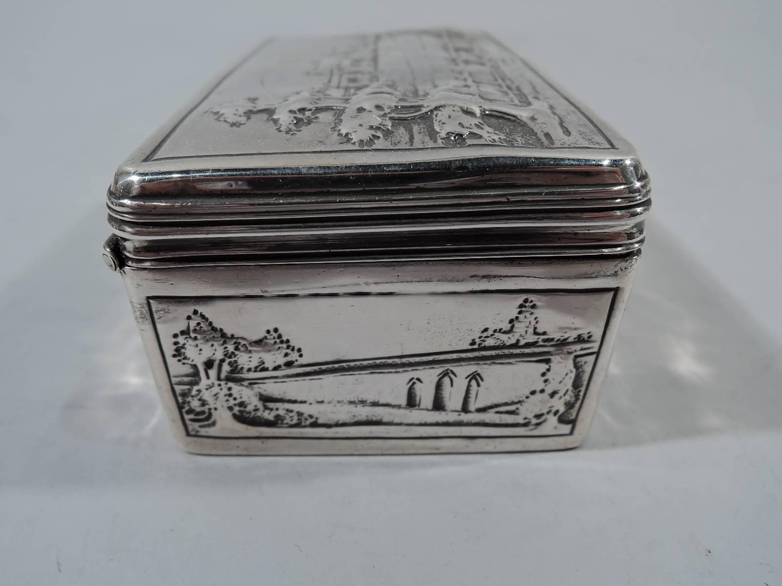 Antique English Georgian Sterling Silver Box with Pastoral Scenes 3