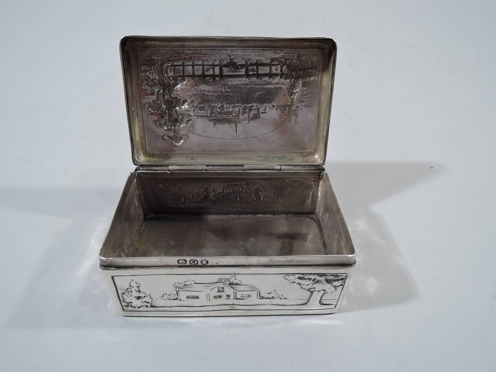 Antique English Georgian Sterling Silver Box with Pastoral Scenes 4