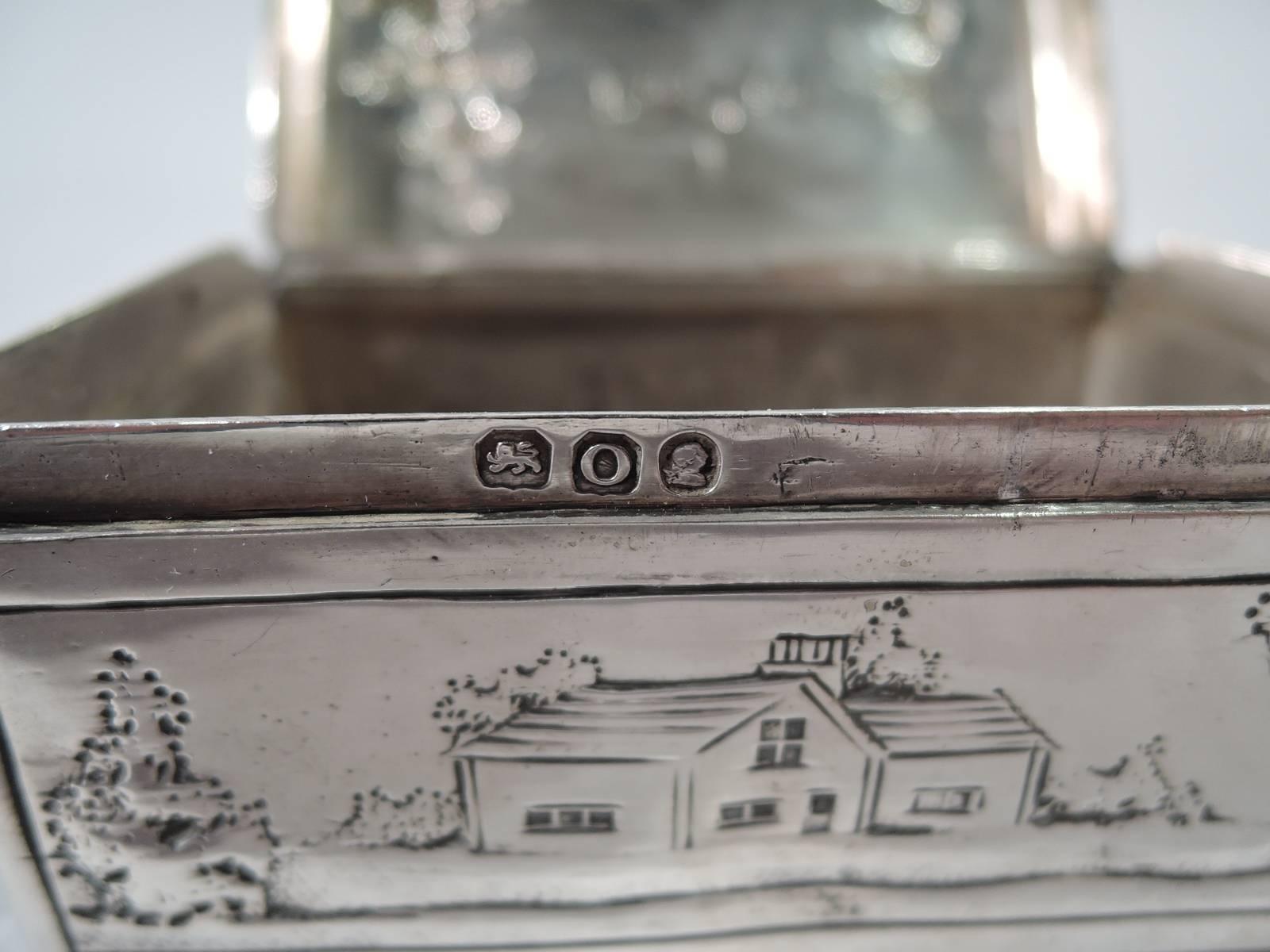 Antique English Georgian Sterling Silver Box with Pastoral Scenes 5