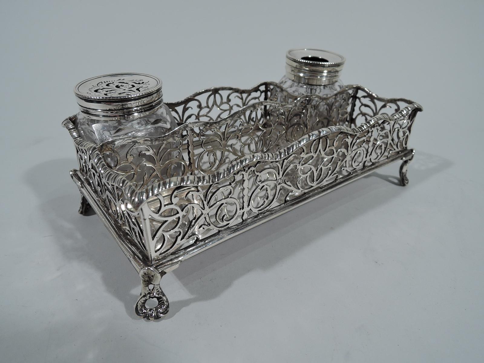 Mid-18th Century Antique English Georgian Sterling Silver Inkstand by William Plummer