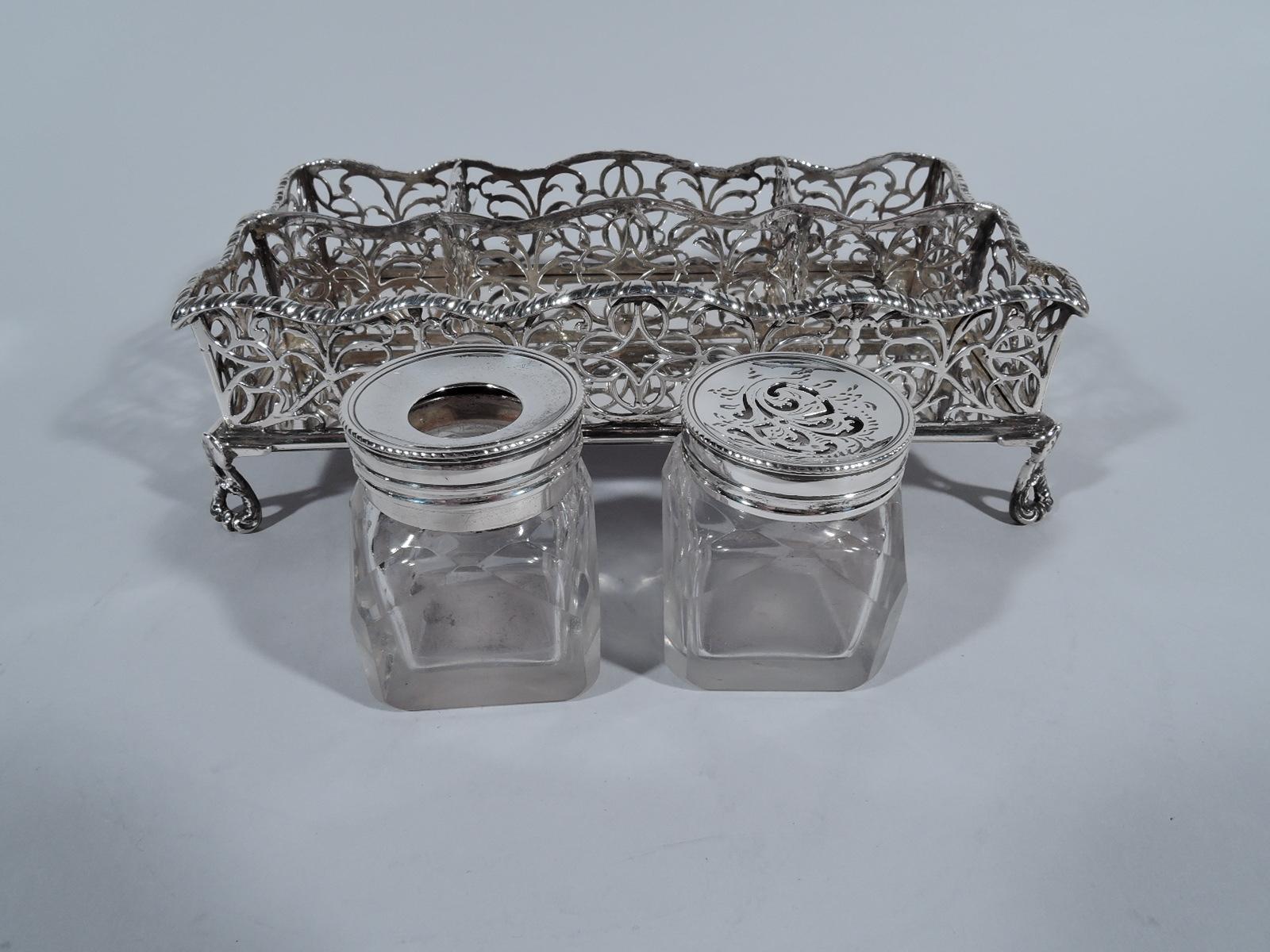 Antique English Georgian Sterling Silver Inkstand by William Plummer 1