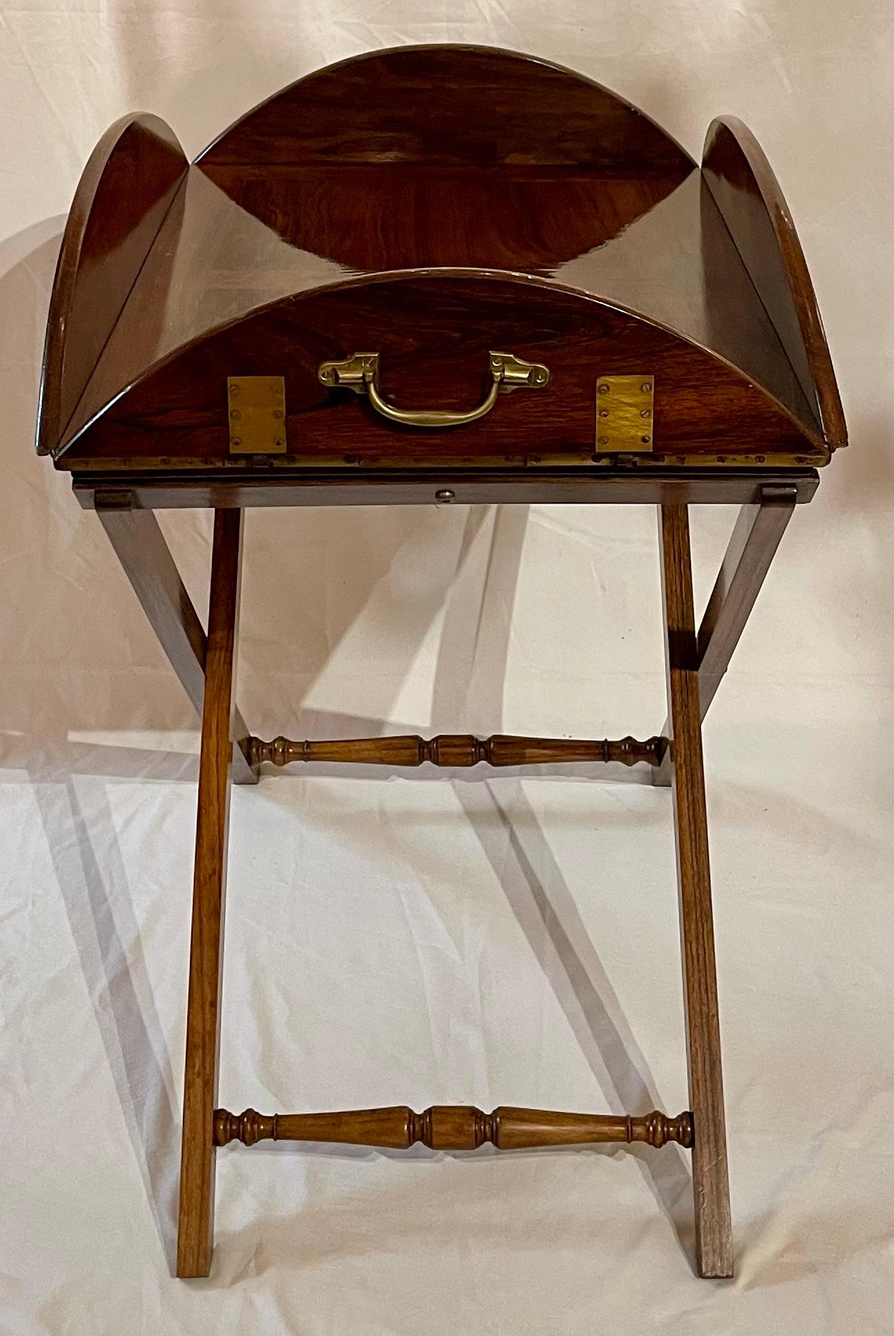 Antique English Georgian Style Mahogany Butlers Tray on Stand, Circa 1860. For Sale 7