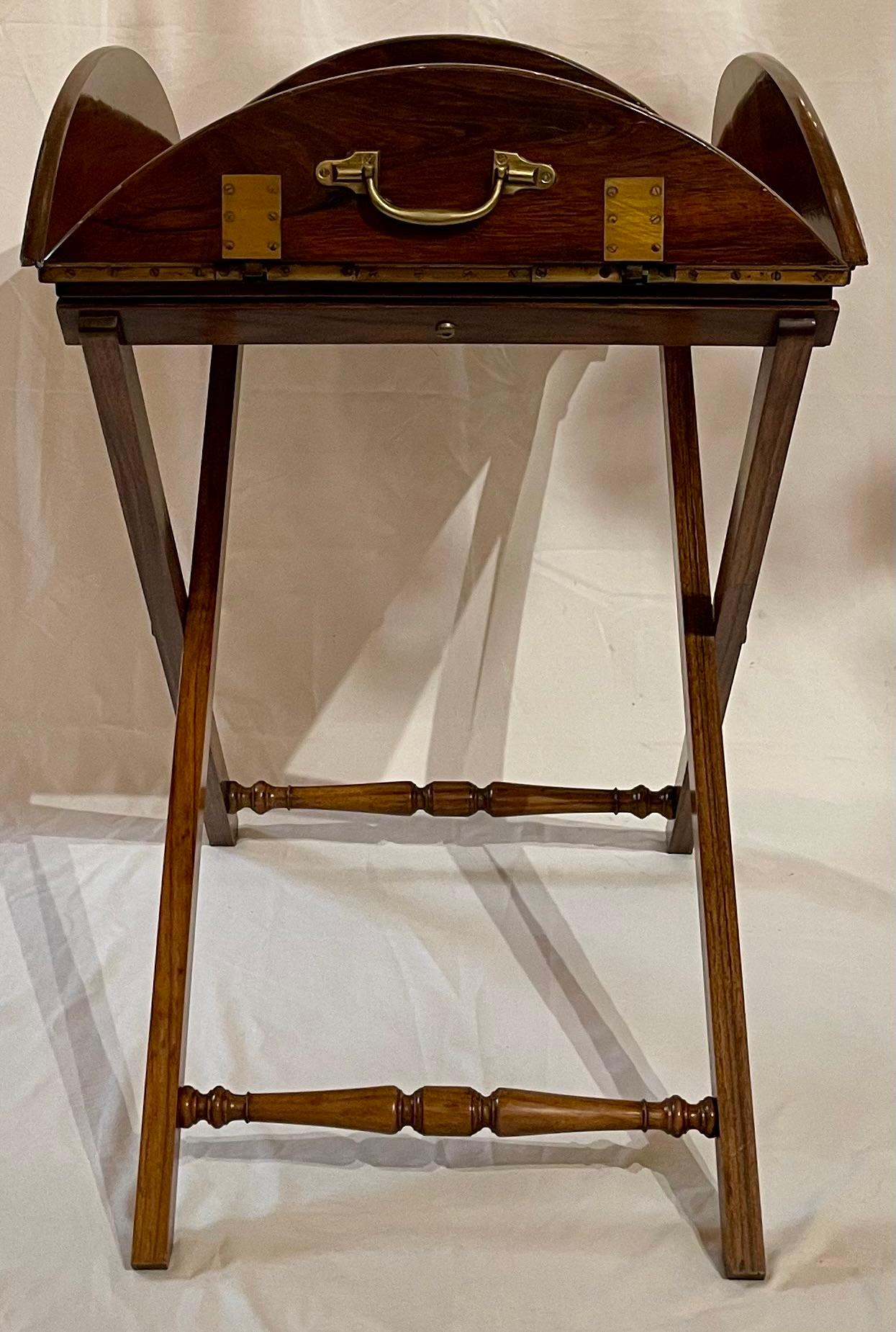 Antique English Georgian Style Mahogany Butlers Tray on Stand, Circa 1860. For Sale 9