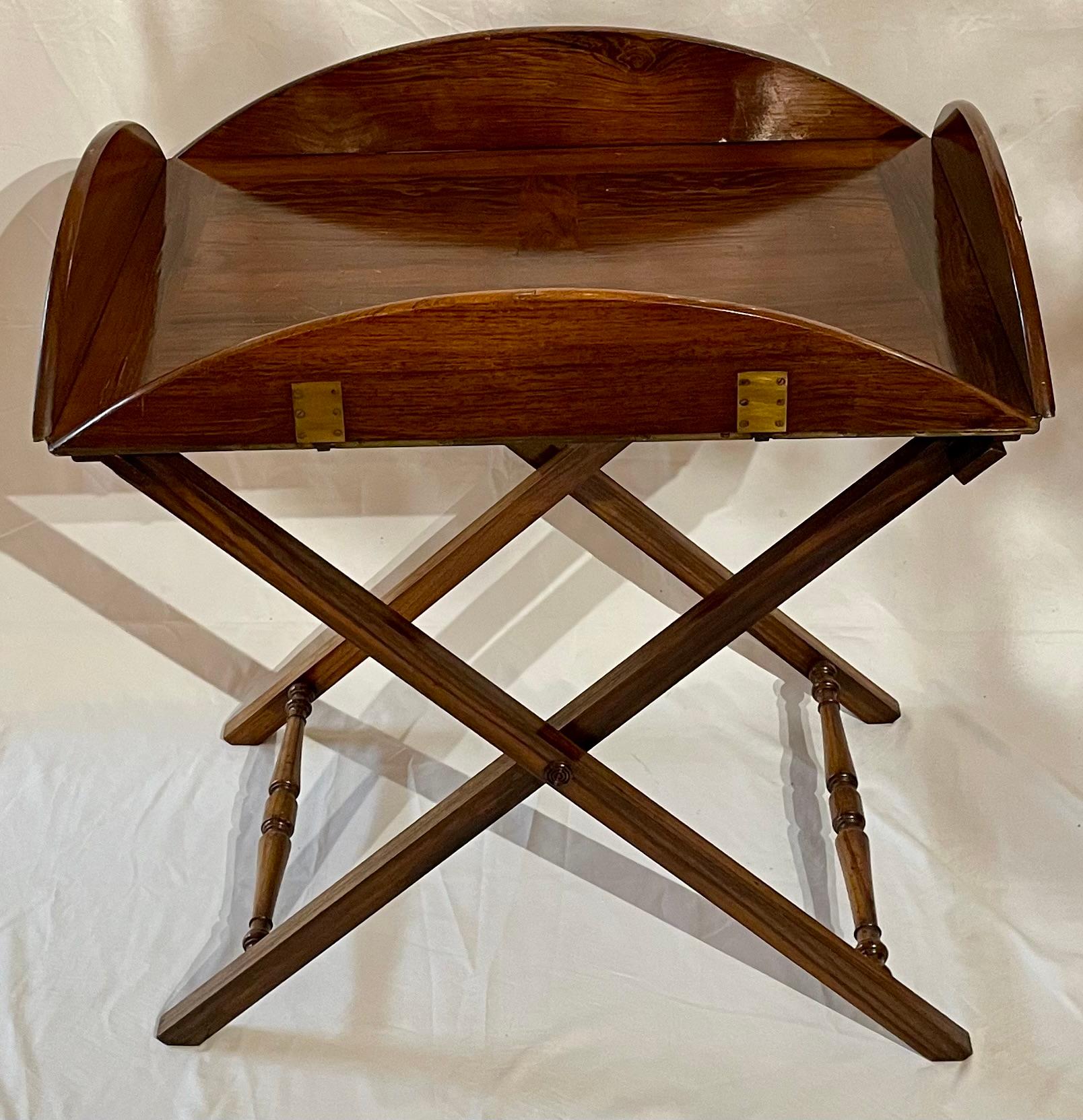 Antique English Georgian Style Mahogany Butlers Tray on Stand, Circa 1860. For Sale 1