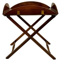 Antique English Georgian Style Mahogany Butlers Tray on Stand, Circa 1860.