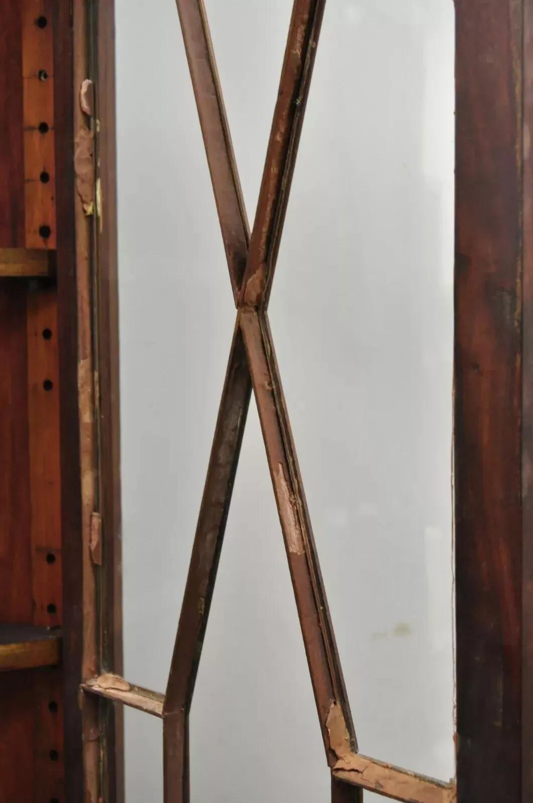 Antique English Georgian Style Mahogany Corner China Cabinet Display Case Curio For Sale 4