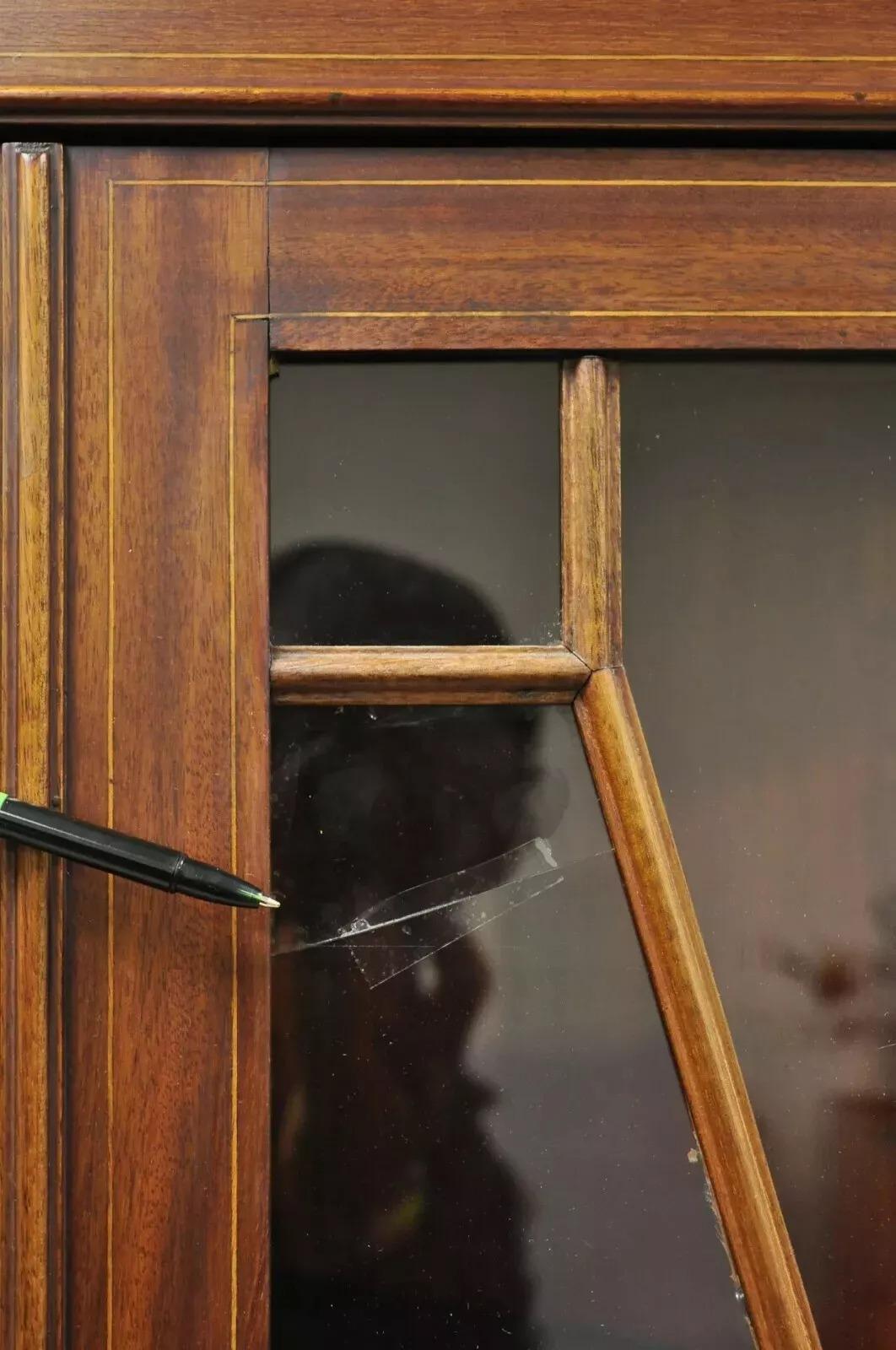 Antique English Georgian Style Mahogany Corner China Cabinet Display Case Curio For Sale 2