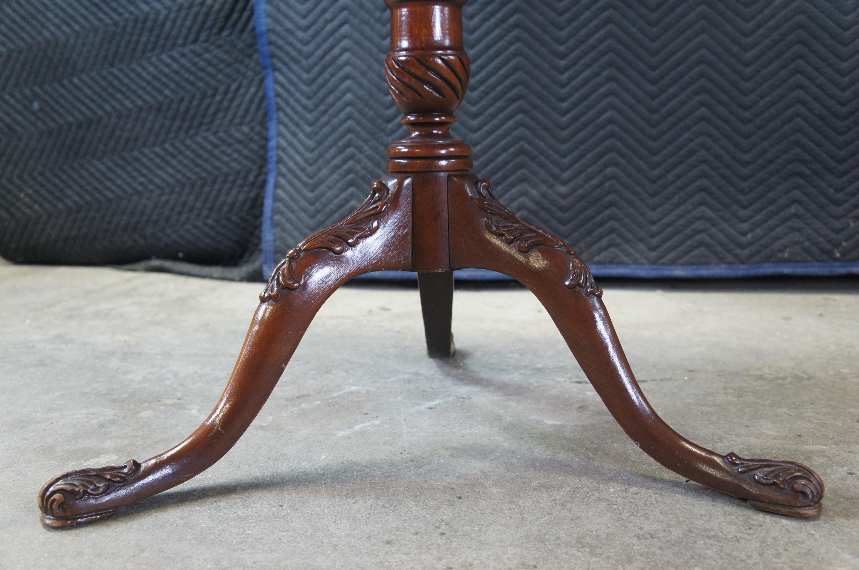 Antique English Georgian Style Mahogany Round Pedestal Drum Side Table Drawer 7