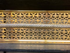 Antique English Georgian Style Pierced Brass Rope Center Fireplace Fender