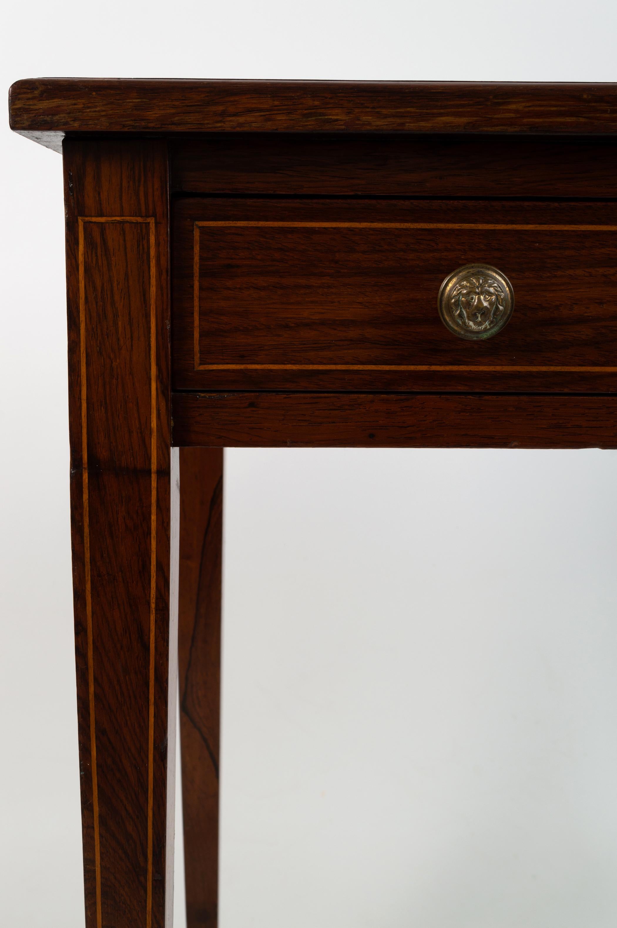 Antique English Georgian Style Rosewood Leather Inlaid Writing Table Desk C.1900 2