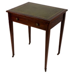 Antique English Georgian Style Rosewood Leather Inlaid Writing Table Desk C.1900