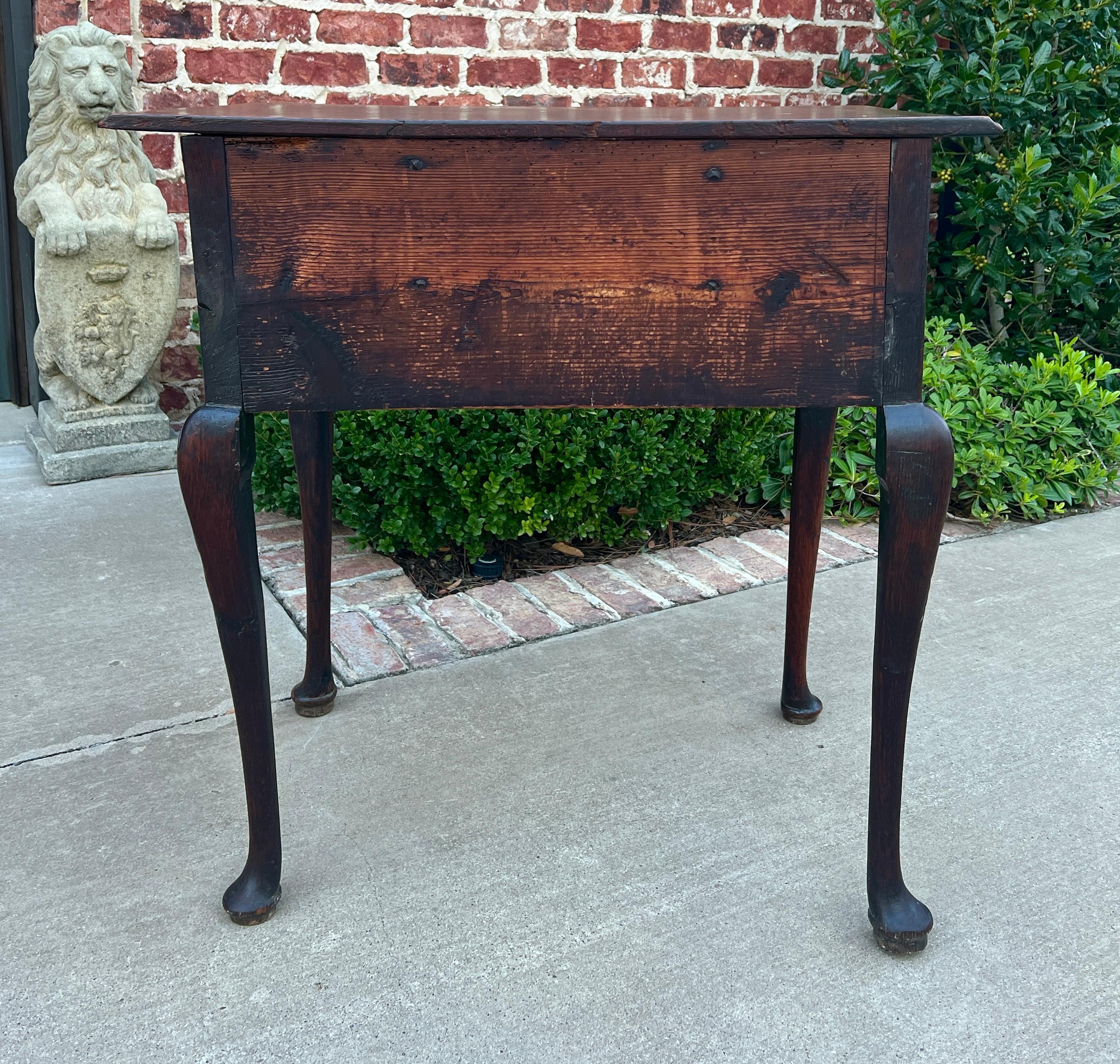 Antique English Georgian Table Desk Nightstand PETITE Lowboy Highly Carved Oak For Sale 11