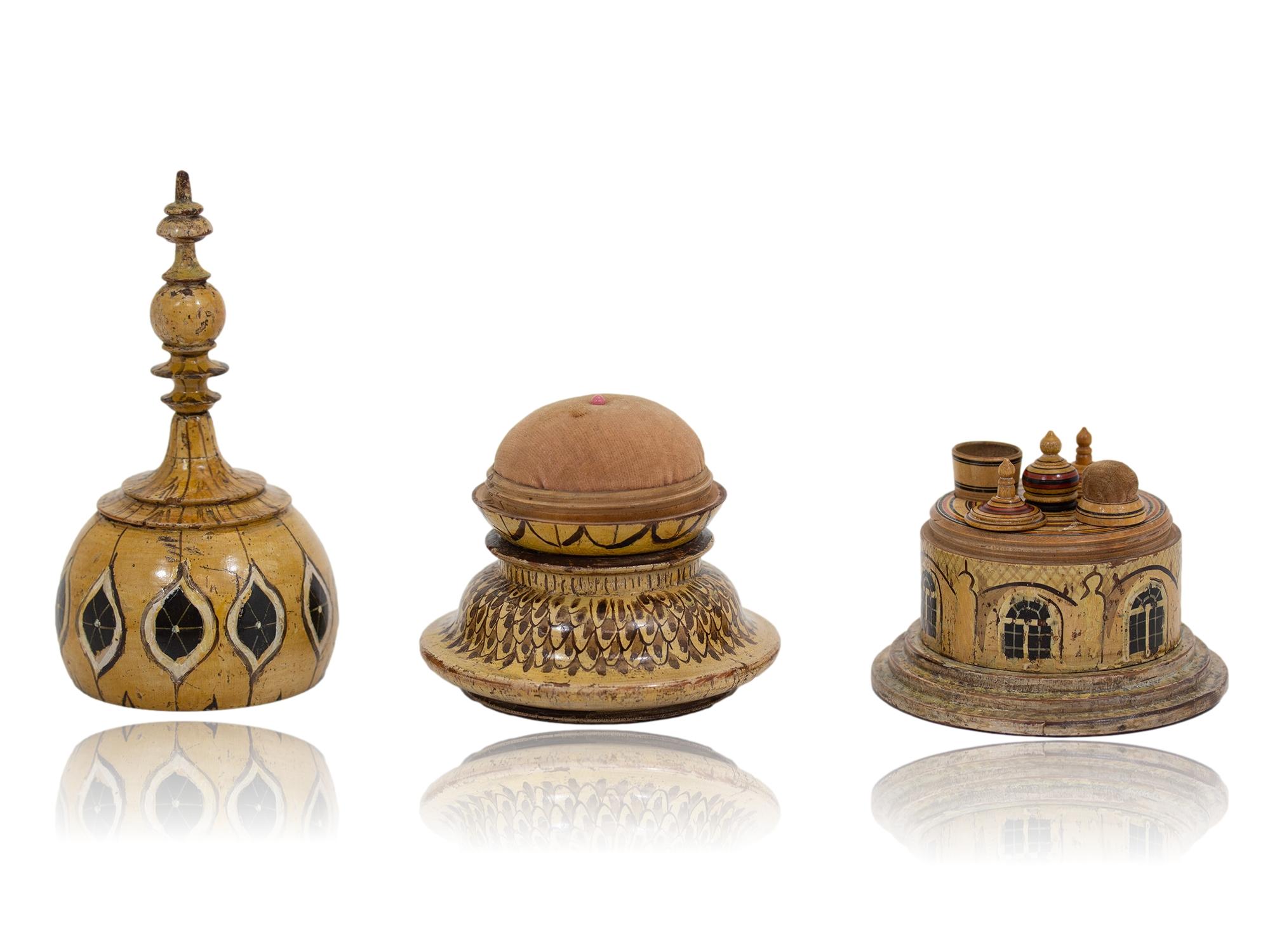Wood Antique English Georgian Tunbridge Ware Brighton Pavilion Sewing Compendium For Sale