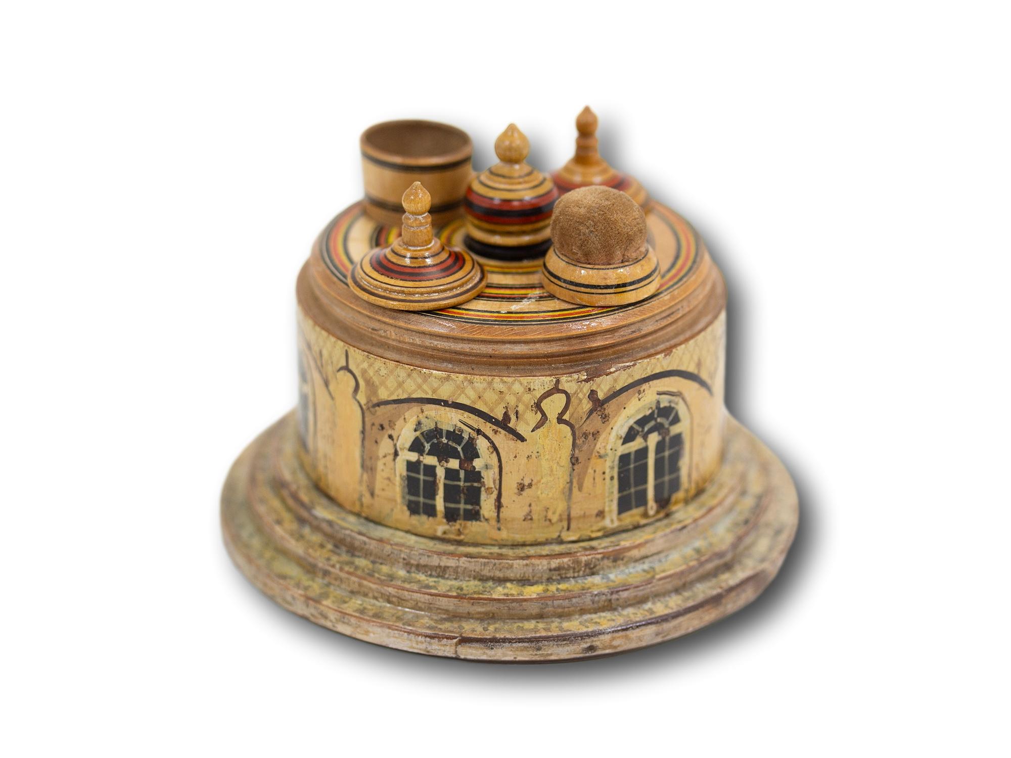 Antique English Georgian Tunbridge Ware Brighton Pavilion Sewing Compendium For Sale 2