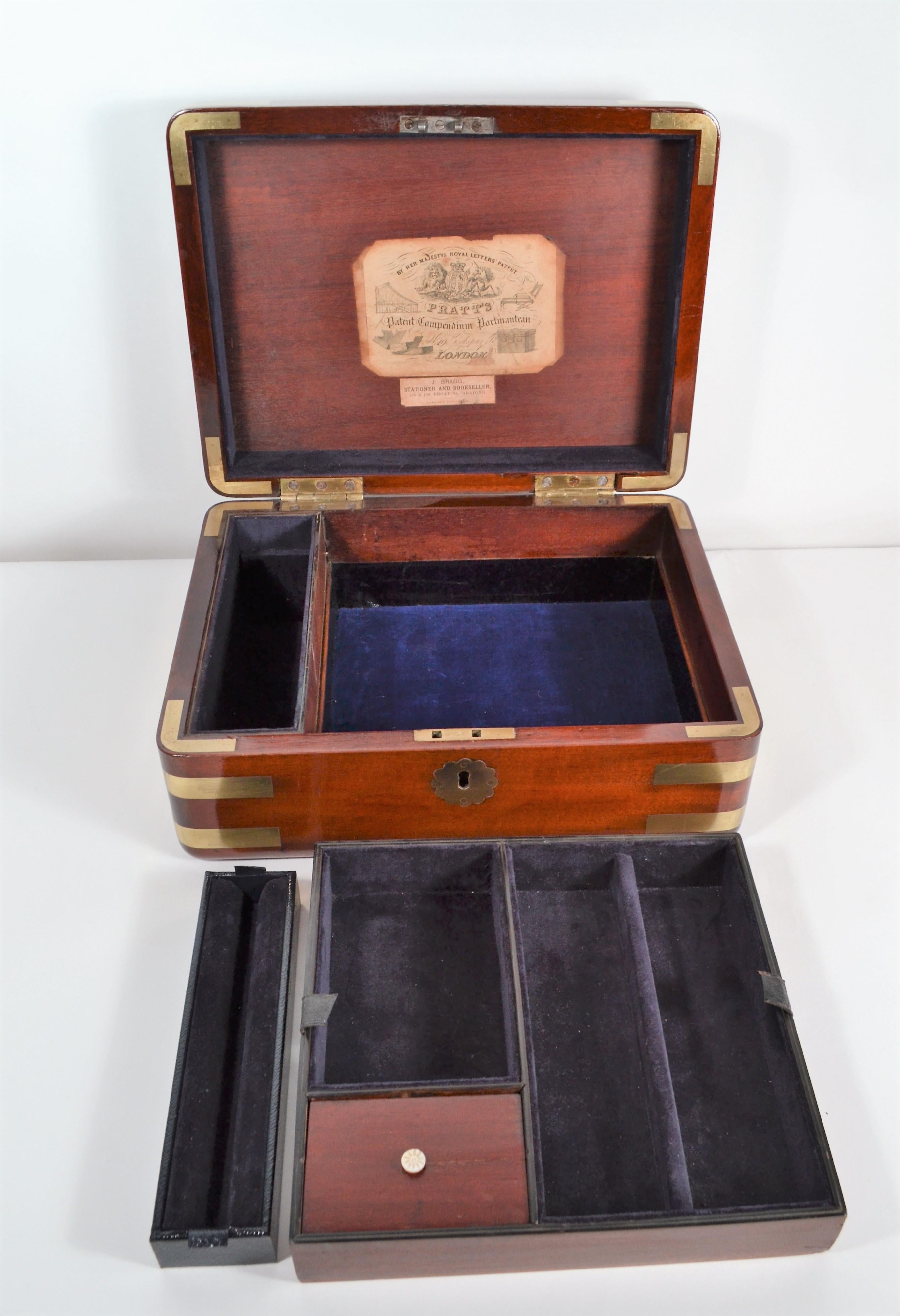 Mahogany Antique English Gentleman’s Fitted Traveling Box