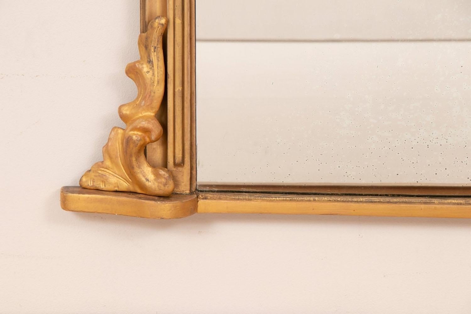 Early Victorian Antique English Gilded Overmantle wall Mirror