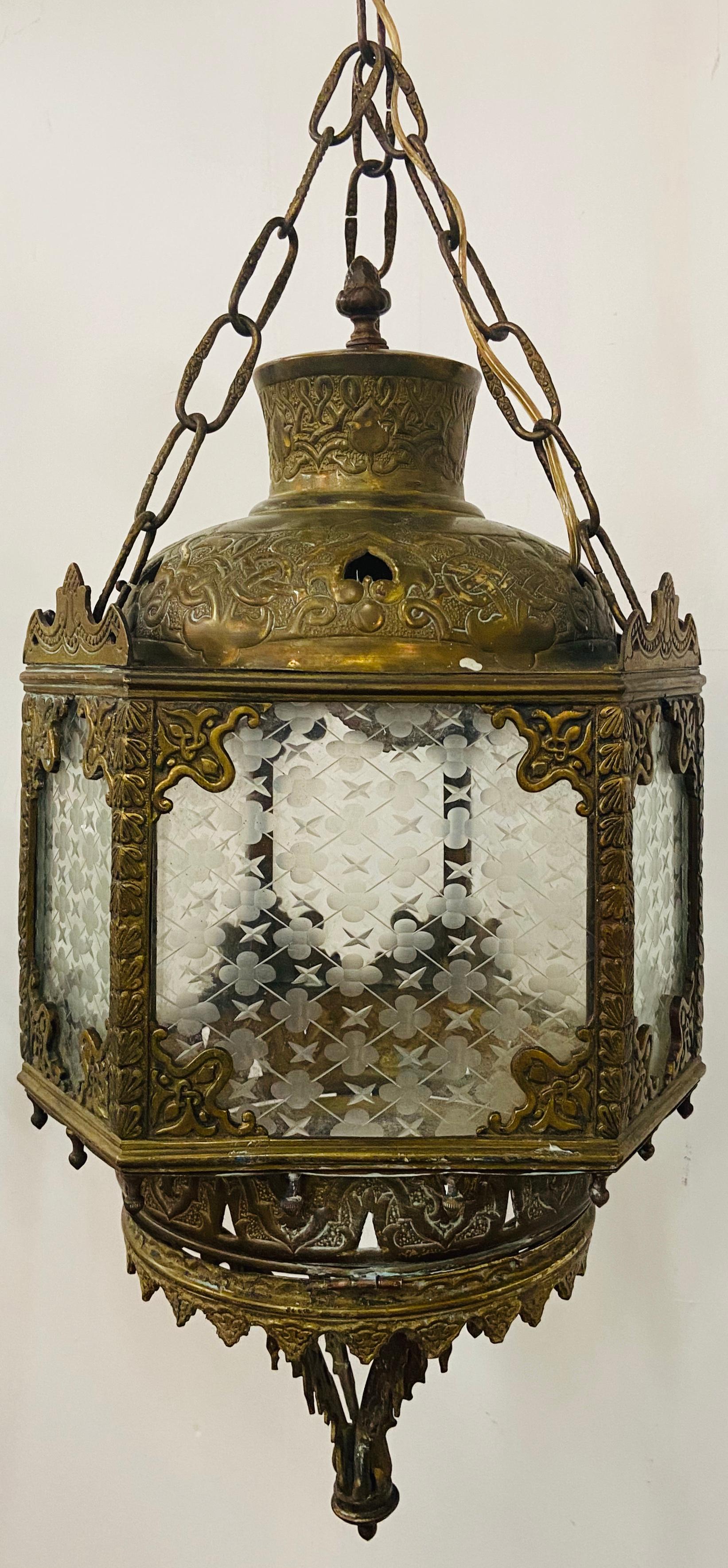 Gothic Antique English Gilt Bronze Lantern