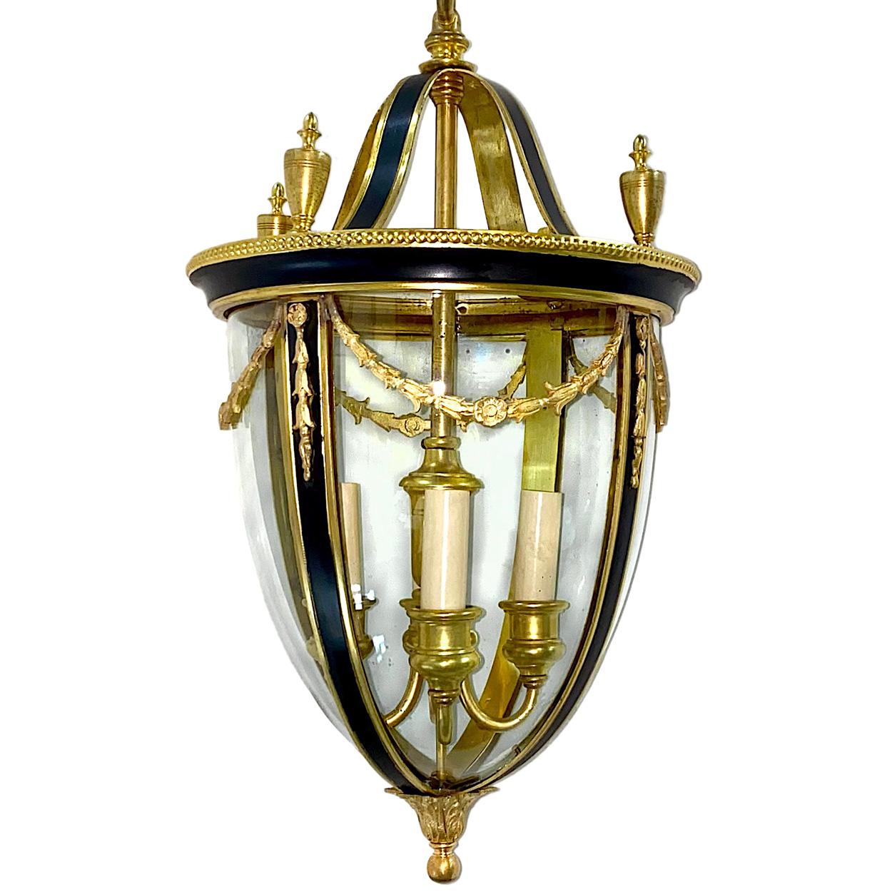Antique English Gilt Bronze Lantern In Good Condition For Sale In New York, NY