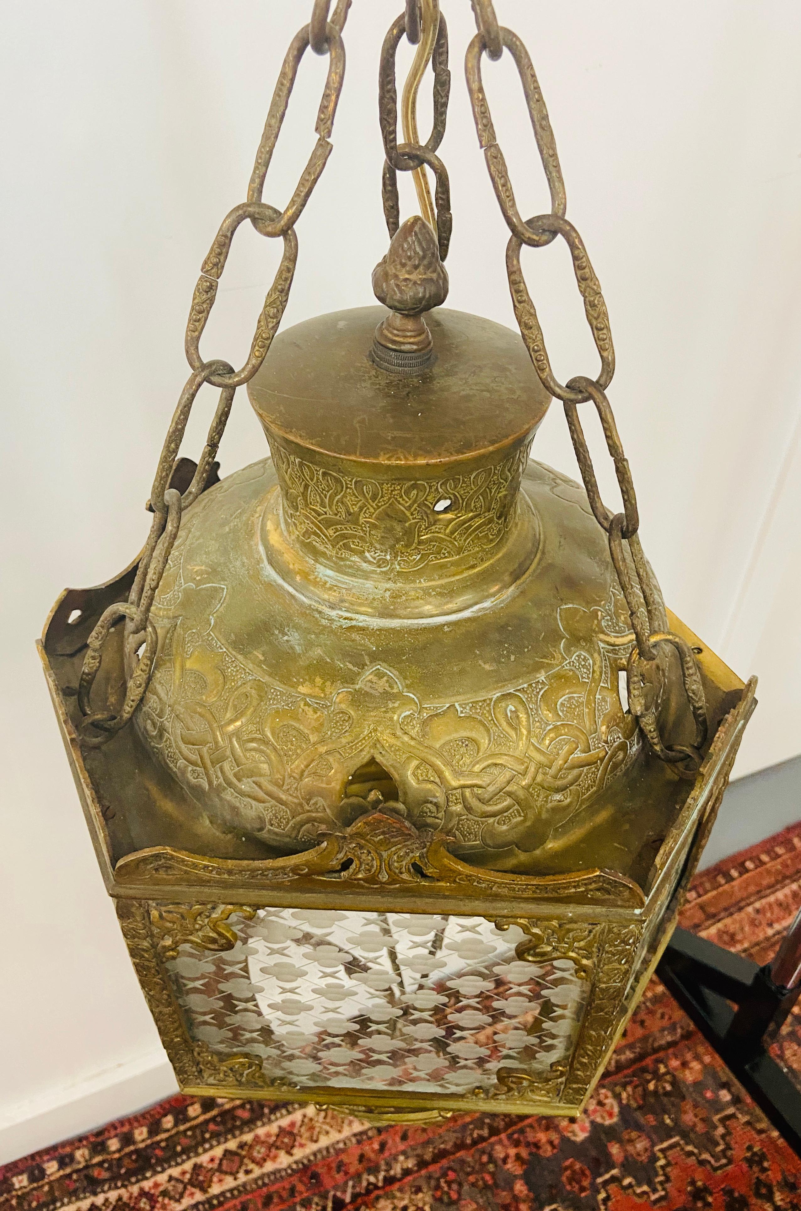 Mid-20th Century Antique English Gilt Bronze Lantern