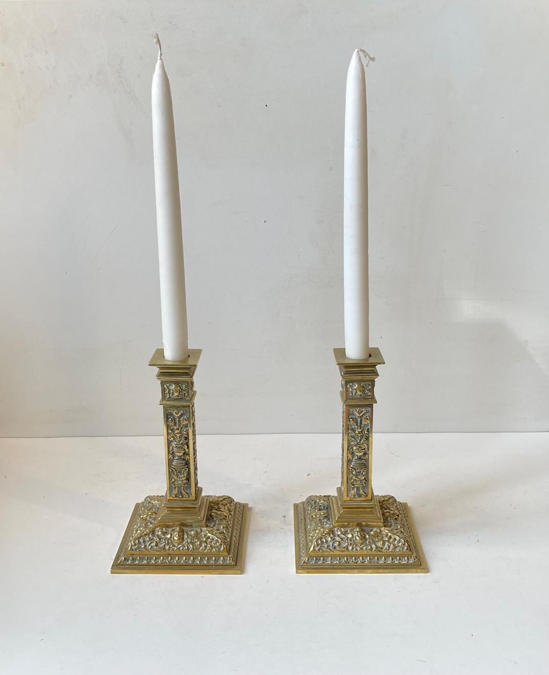 Antique English Gilt Ormulo Bronze Candlesticks by Samuel Clark, 19th cen. For Sale 5