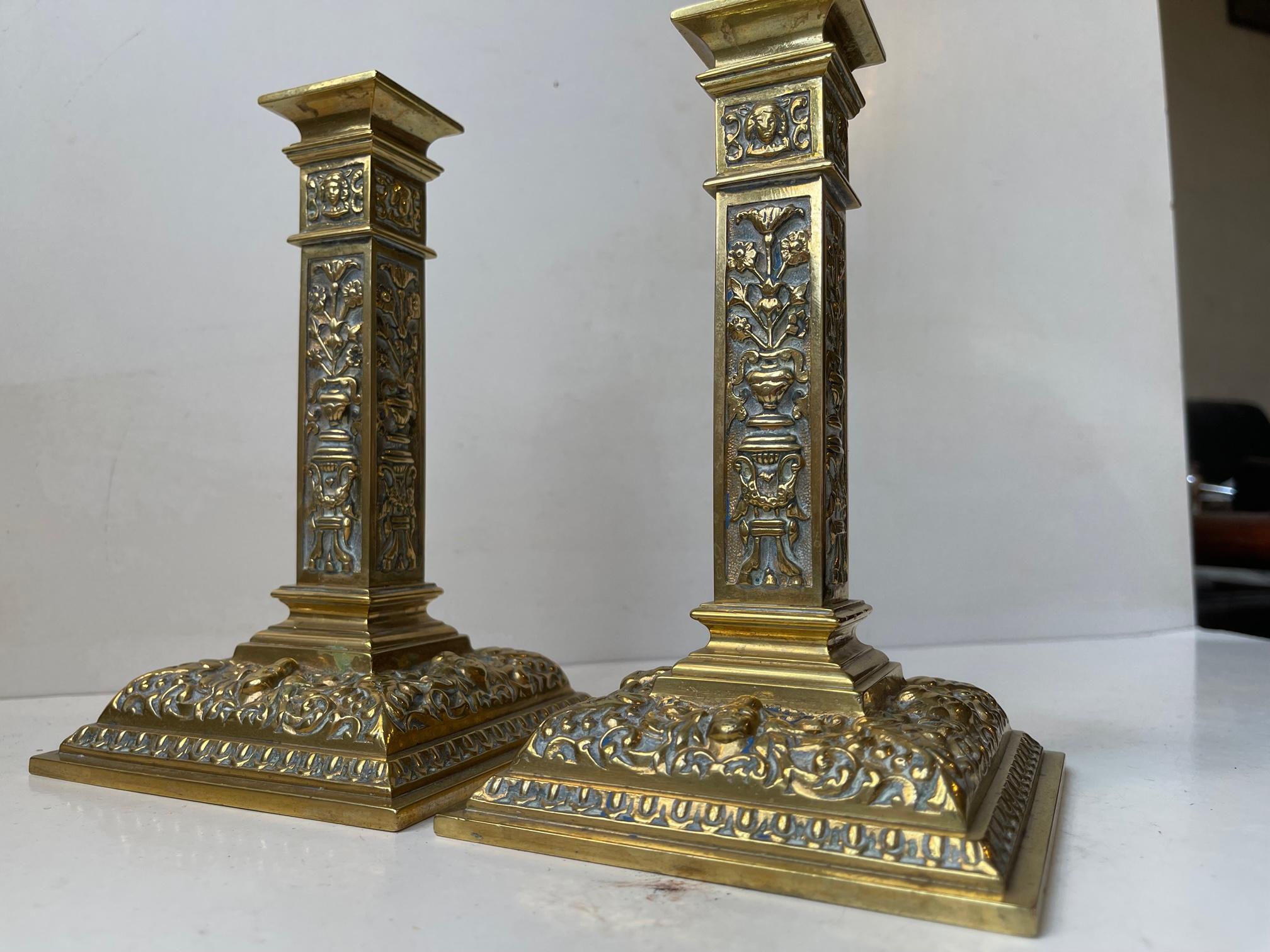 Antique English Gilt Ormulo Bronze Candlesticks by Samuel Clark, 19th cen. For Sale 6