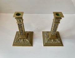 Antique English Gilt Ormulo Bronze Candlesticks by Samuel Clark, 19th cen.
