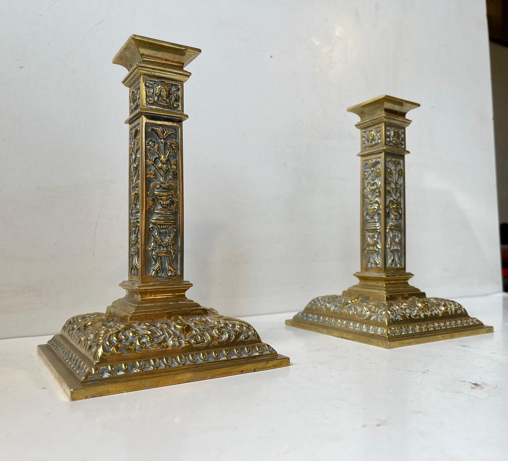 Antique English Gilt Ormulo Bronze Candlesticks by Samuel Clark, 19th cen. For Sale 2