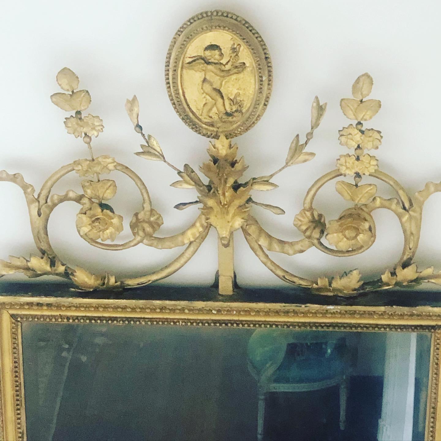 Adam Style Antique English Giltwood Pier Mirror