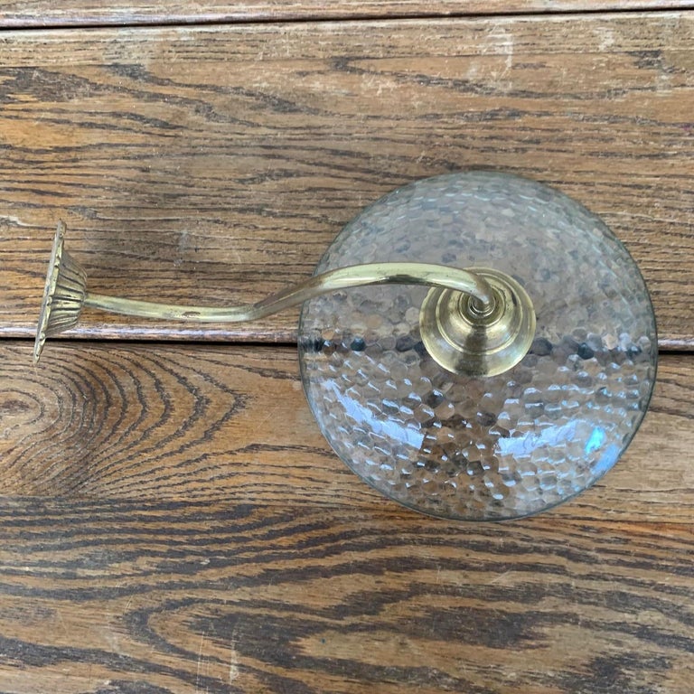 Antique English Glass and Brass Wall Light '1' at 1stDibs