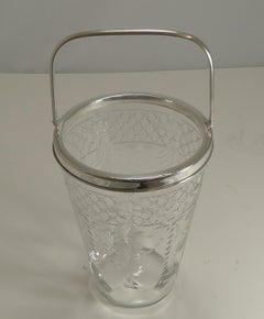 Antique English Glass and Silver Plate Ice Bucket