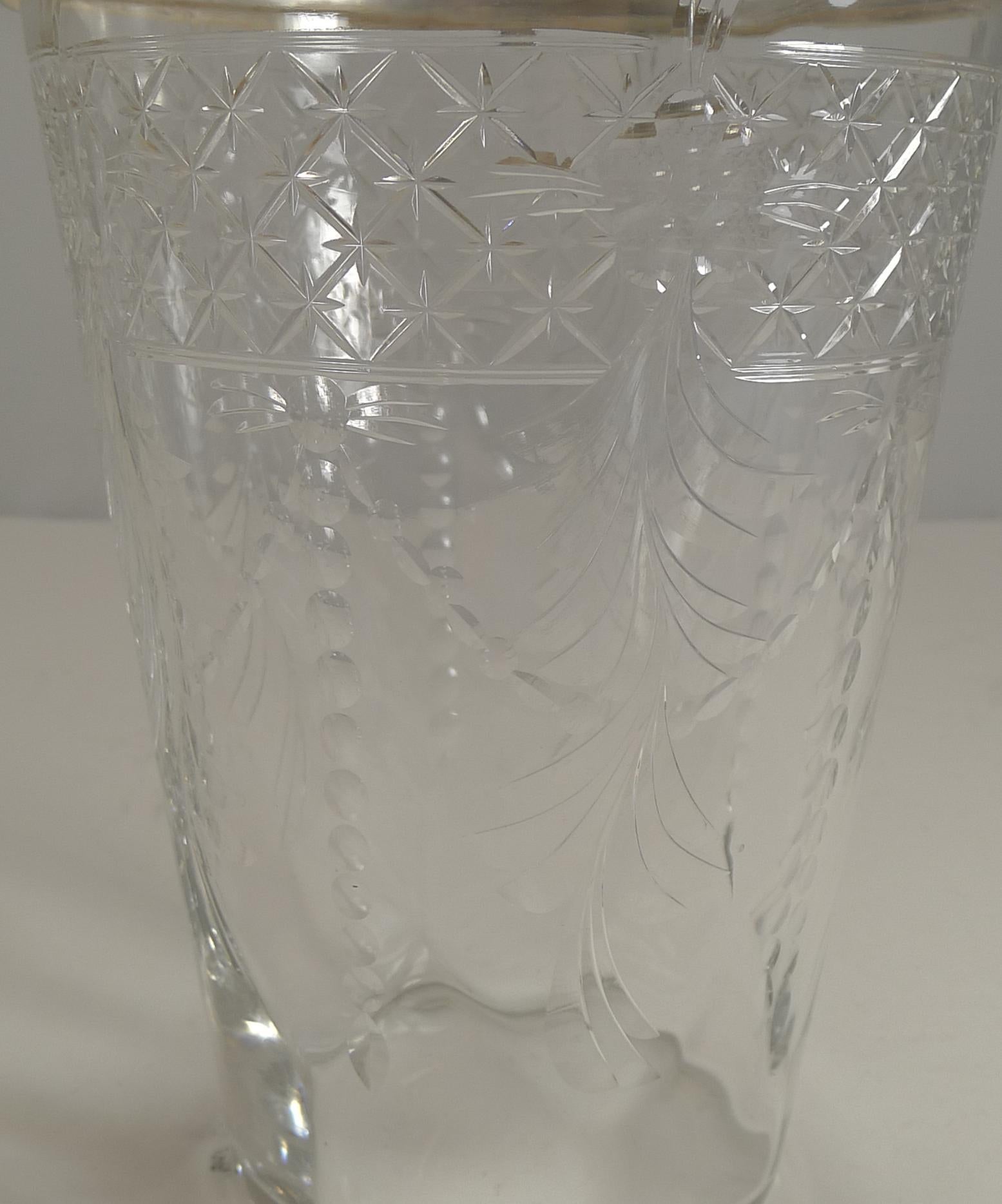 Antique English Glass and Silver Plate Ice Bucket In Good Condition For Sale In Bath, GB