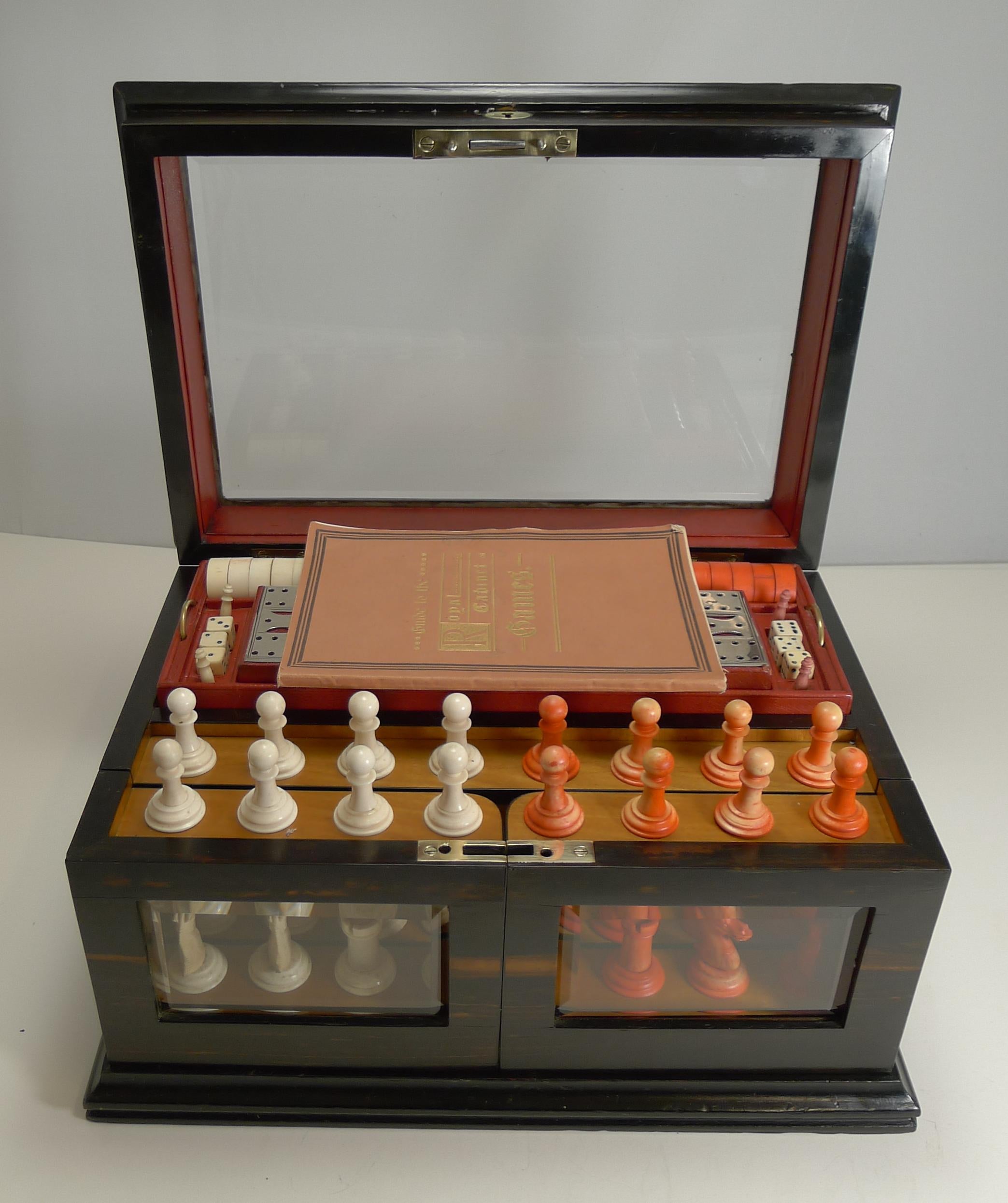 Antique English Glass Coromandel and Games Compendium / Box, circa 1880 6
