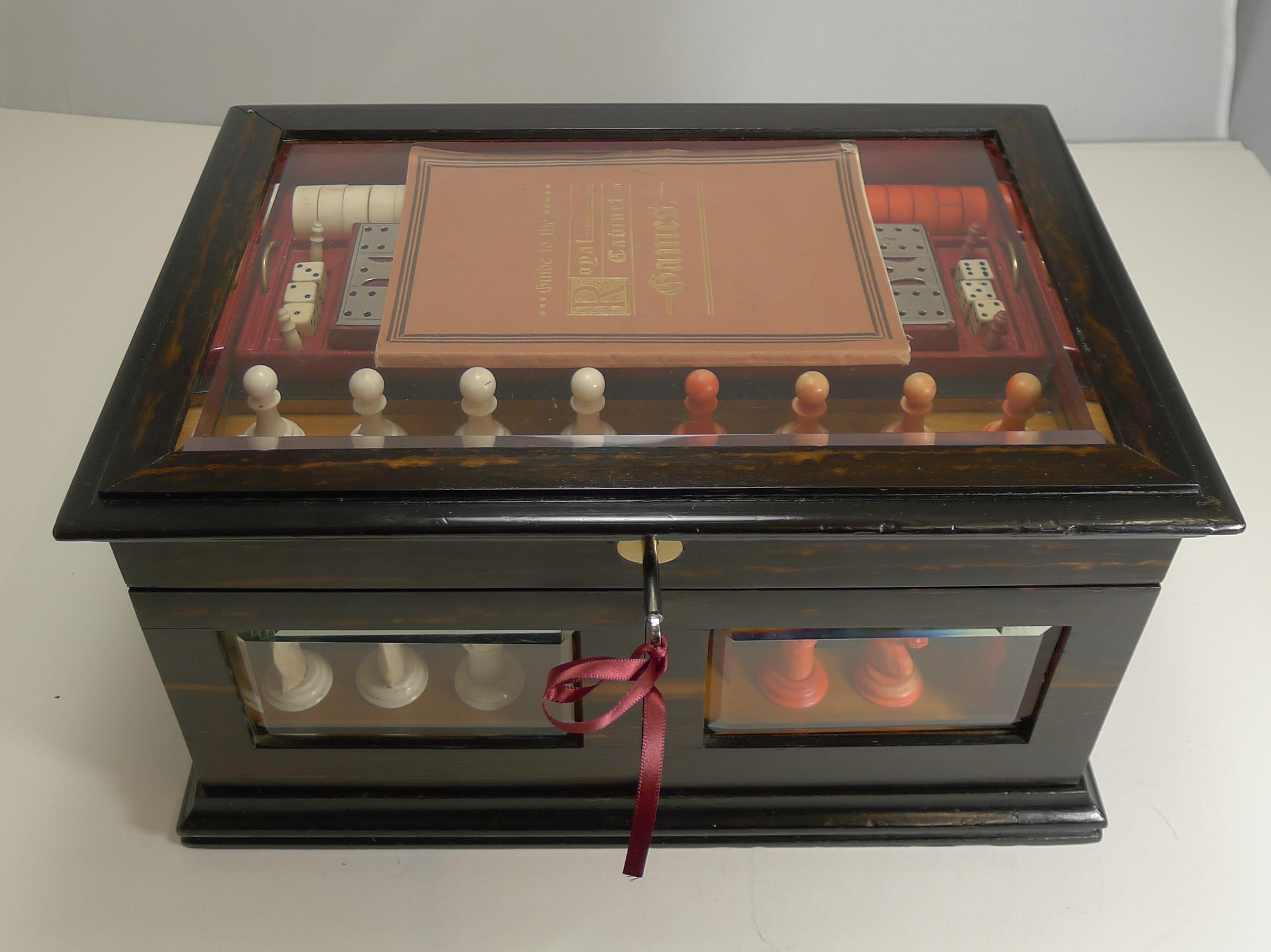 Antique English Glass Coromandel and Games Compendium / Box, circa 1880 8