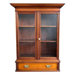 Antique English Glass Display Cabinet Bookcase Mahogany Table Vitrine Edwardian