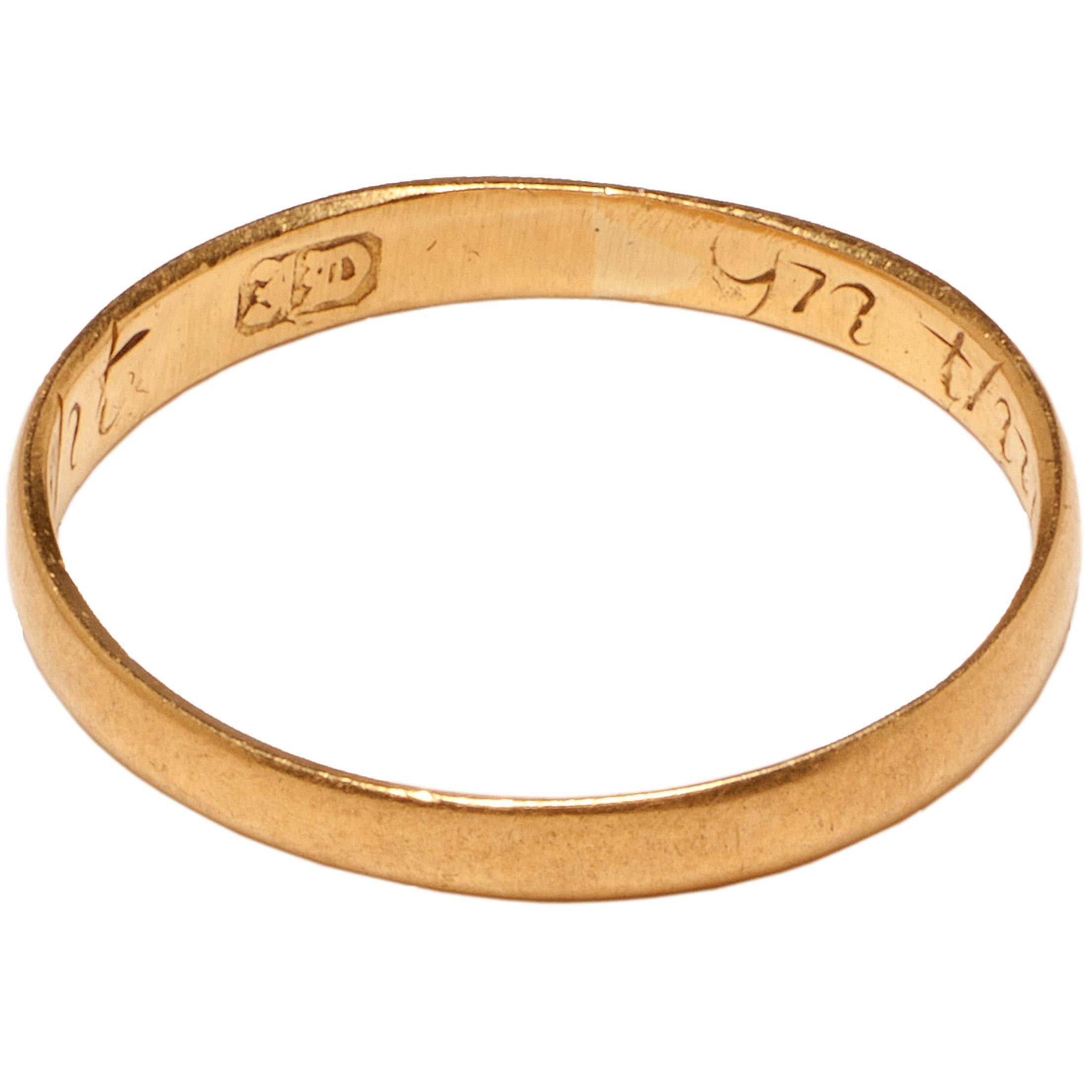 Antique English Gold Band 'Posey' Ring In Good Condition In Chicago, IL